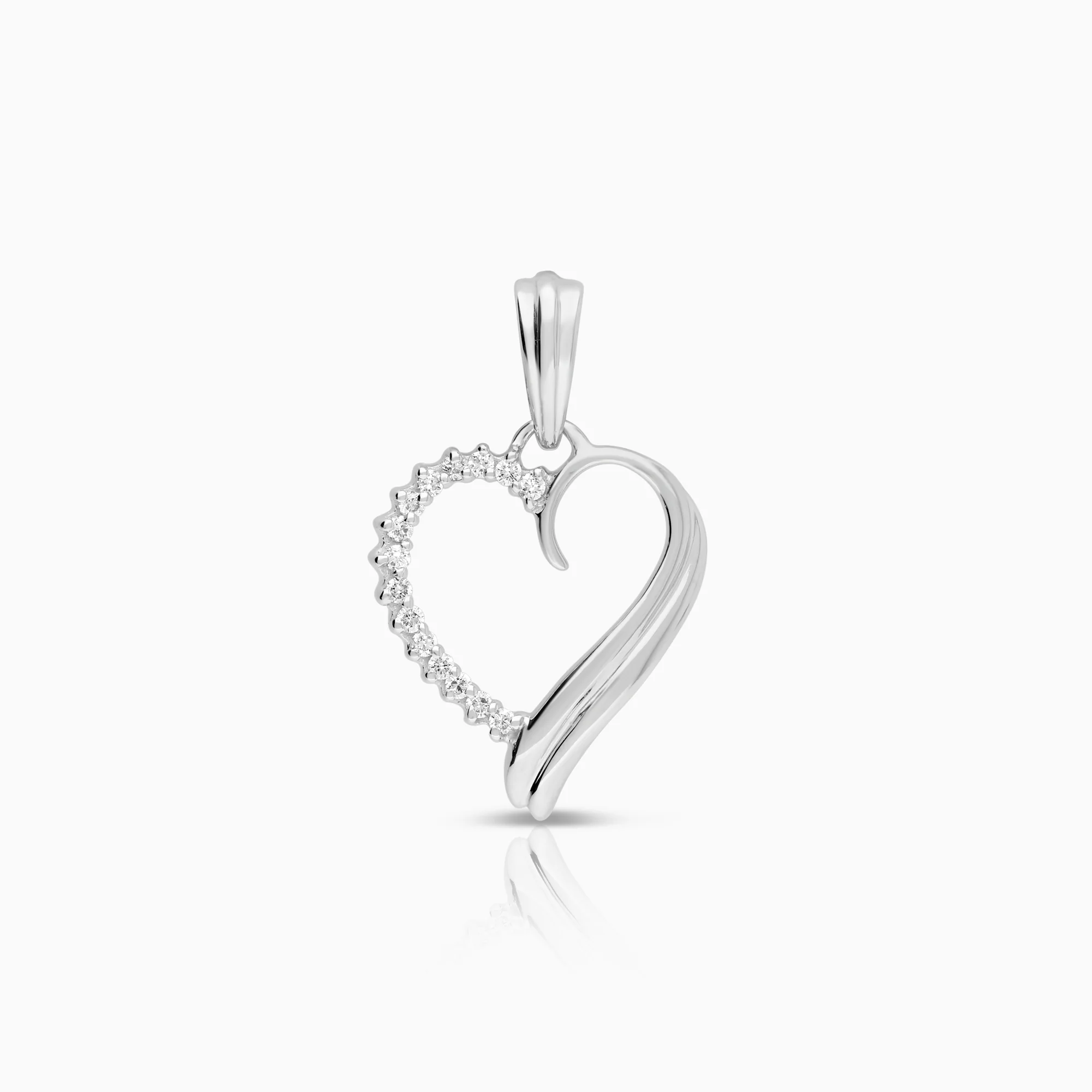 Heart pendant 0.10ct 18K white gold