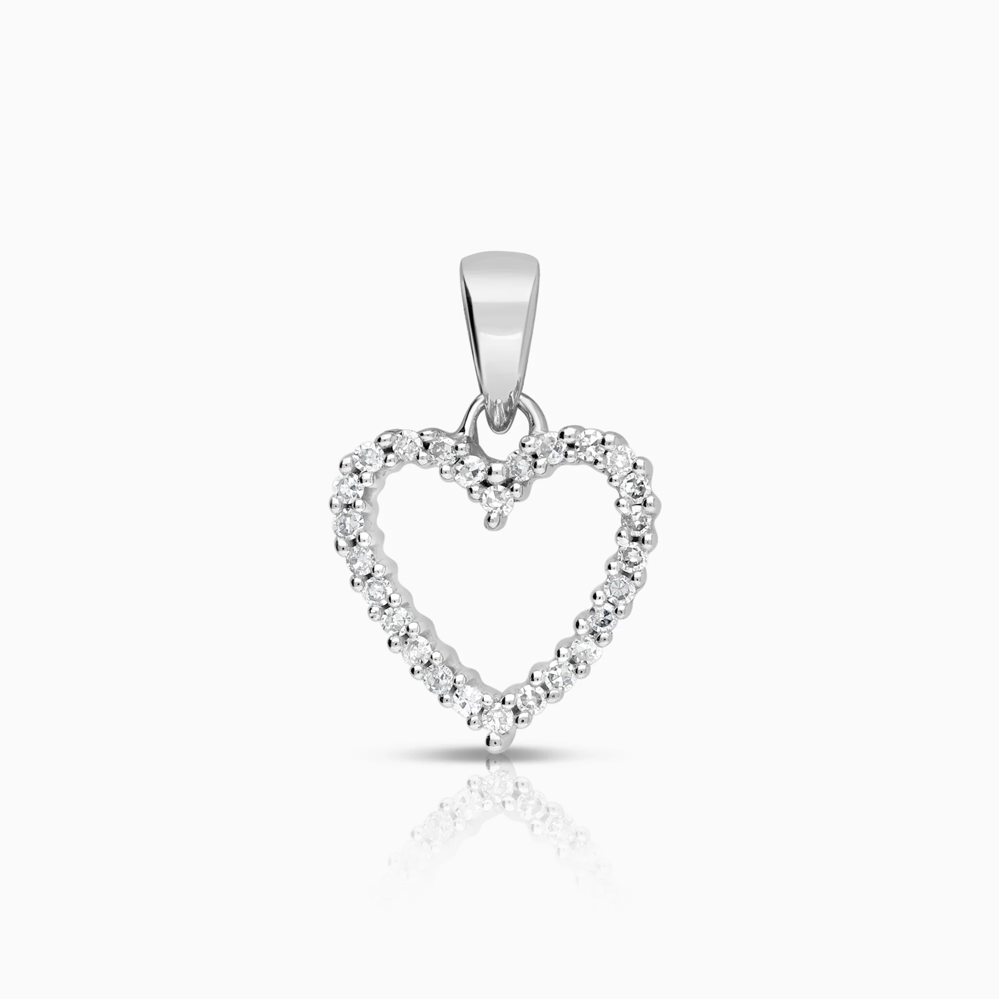 Heart pendant with diamonds 0.10ct 18K white gold