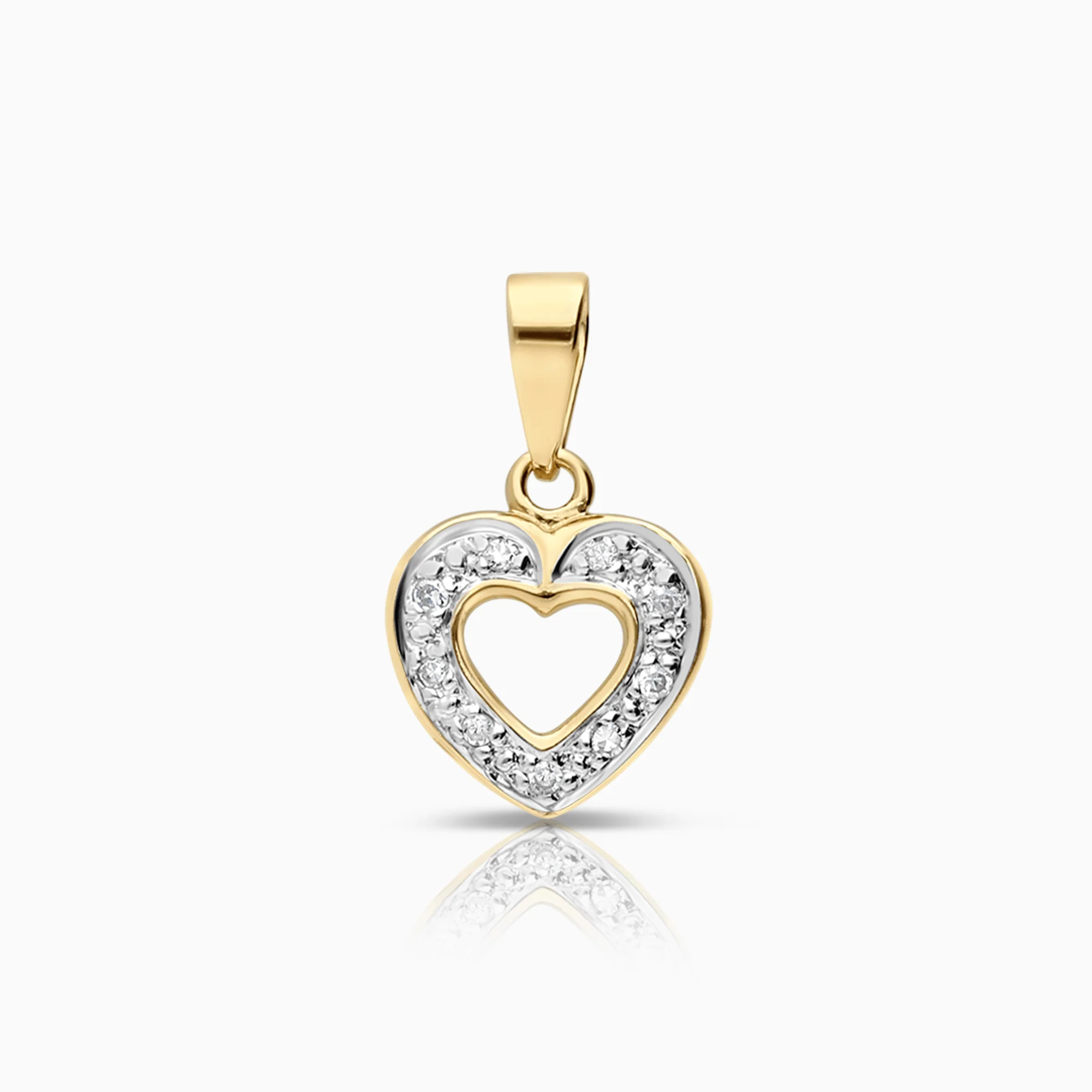 Heart pendant 0.045ct 18K gold