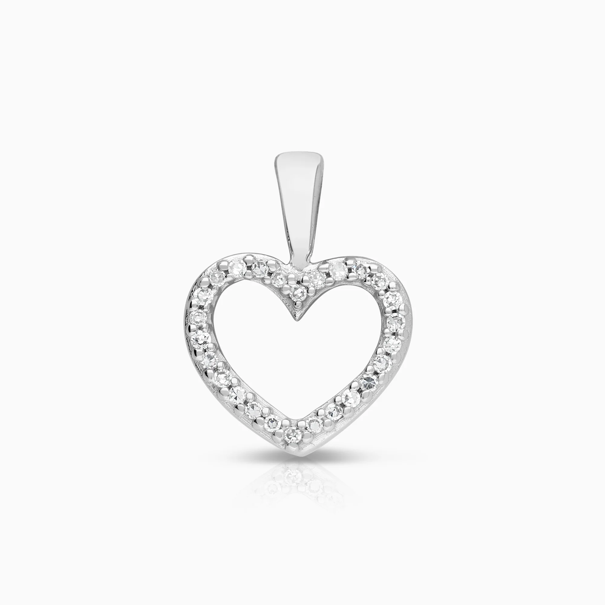 Heart pendant with diamonds 0.07ct 18K white gold