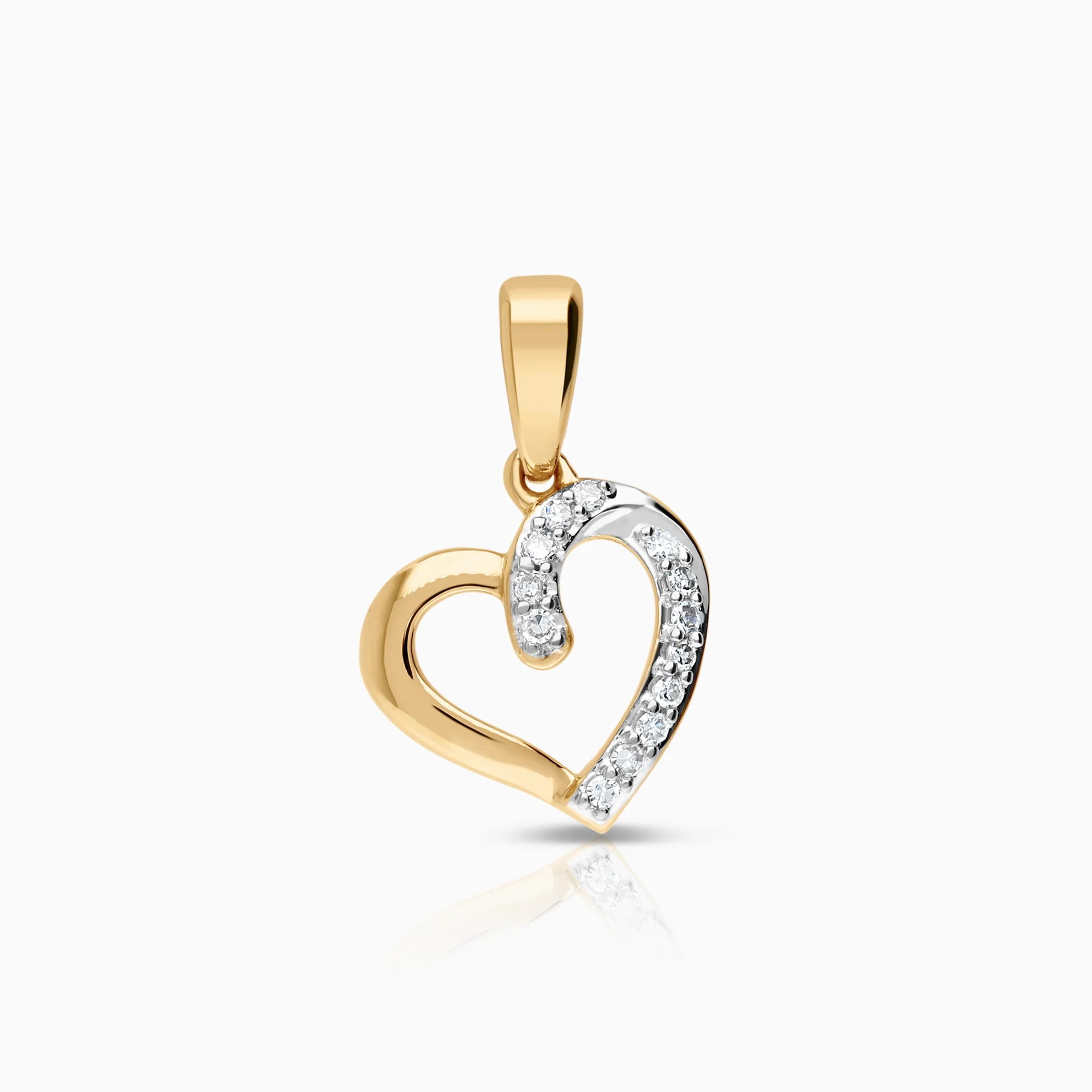 Heart pendant, 0.05ct 18K gold