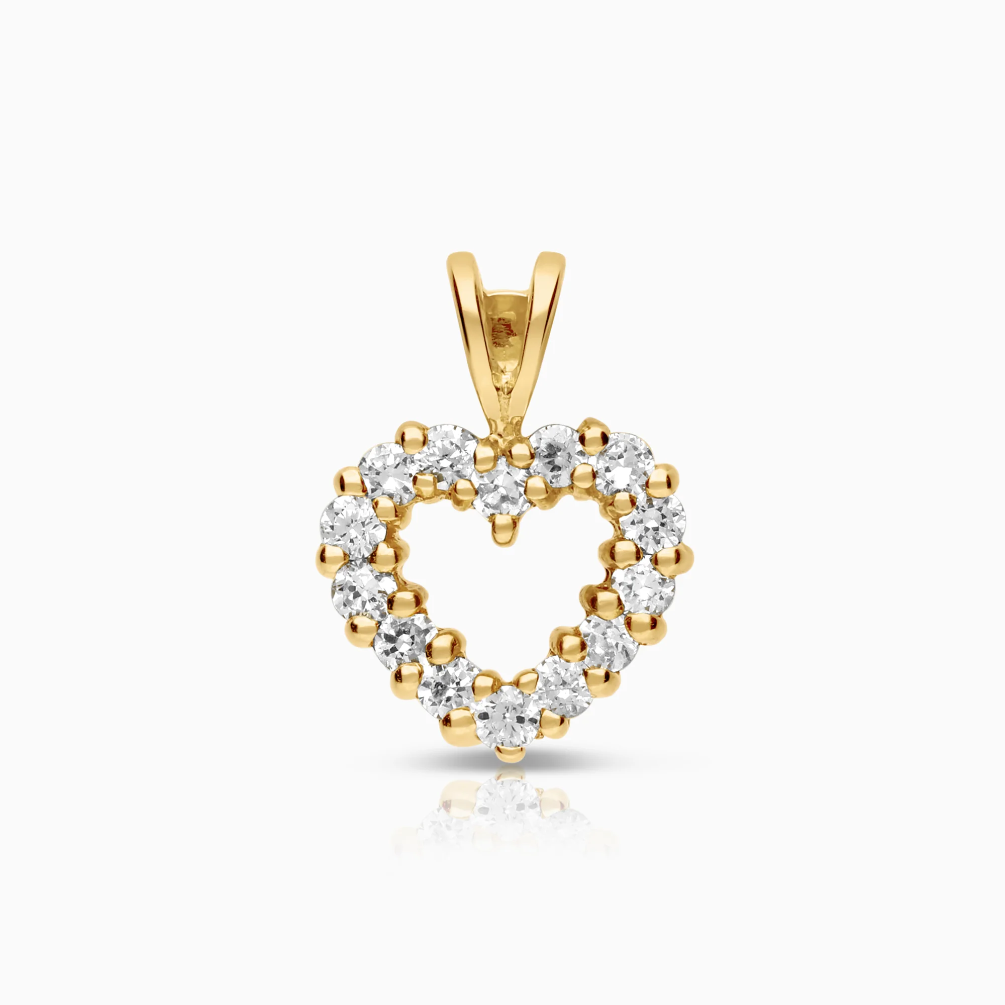 Heart pendant with cubic zirconia 1.25g 18K gold