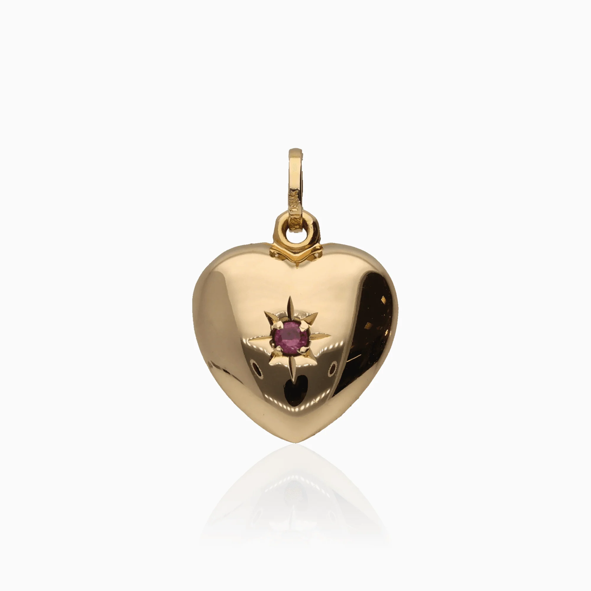 Heart pendant with red stone 0.93g 18K gold