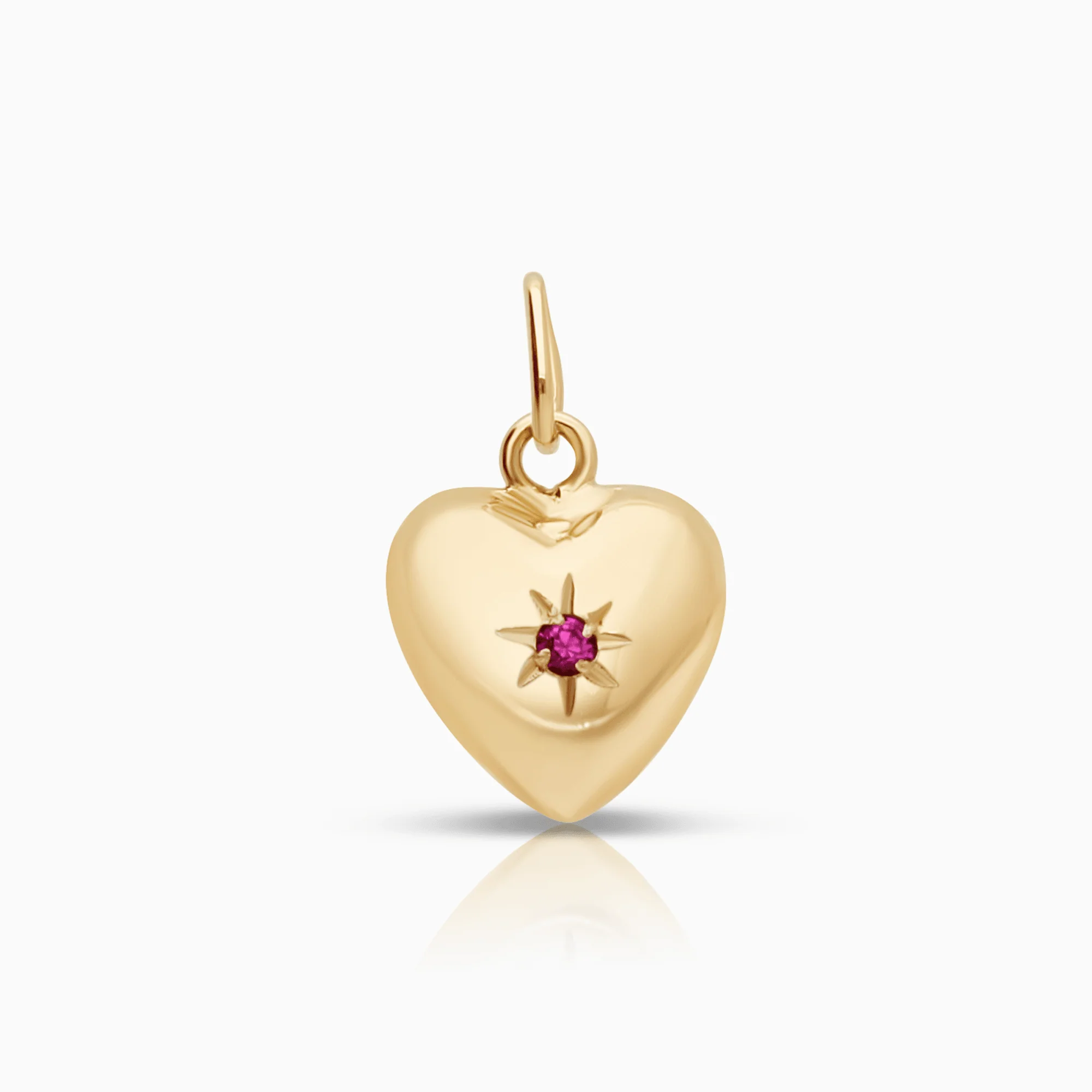 Heart pendant with red stone 0.52g 18K gold