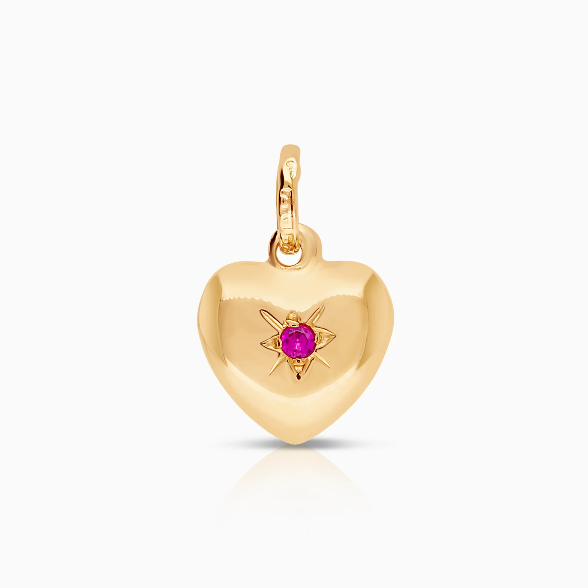 Heart pendant with synthetic ruby 0.57g 18K gold