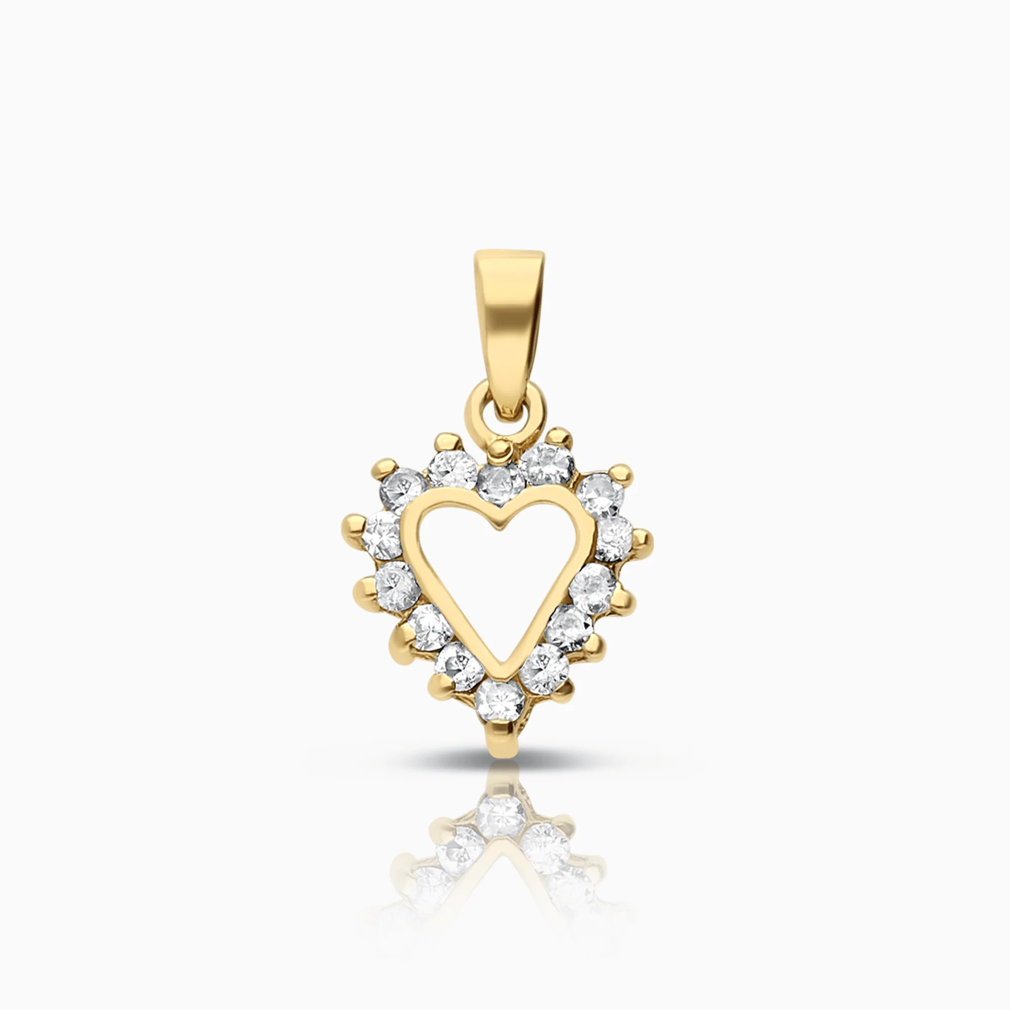 Heart pendant with white stones 0.55g 18K gold