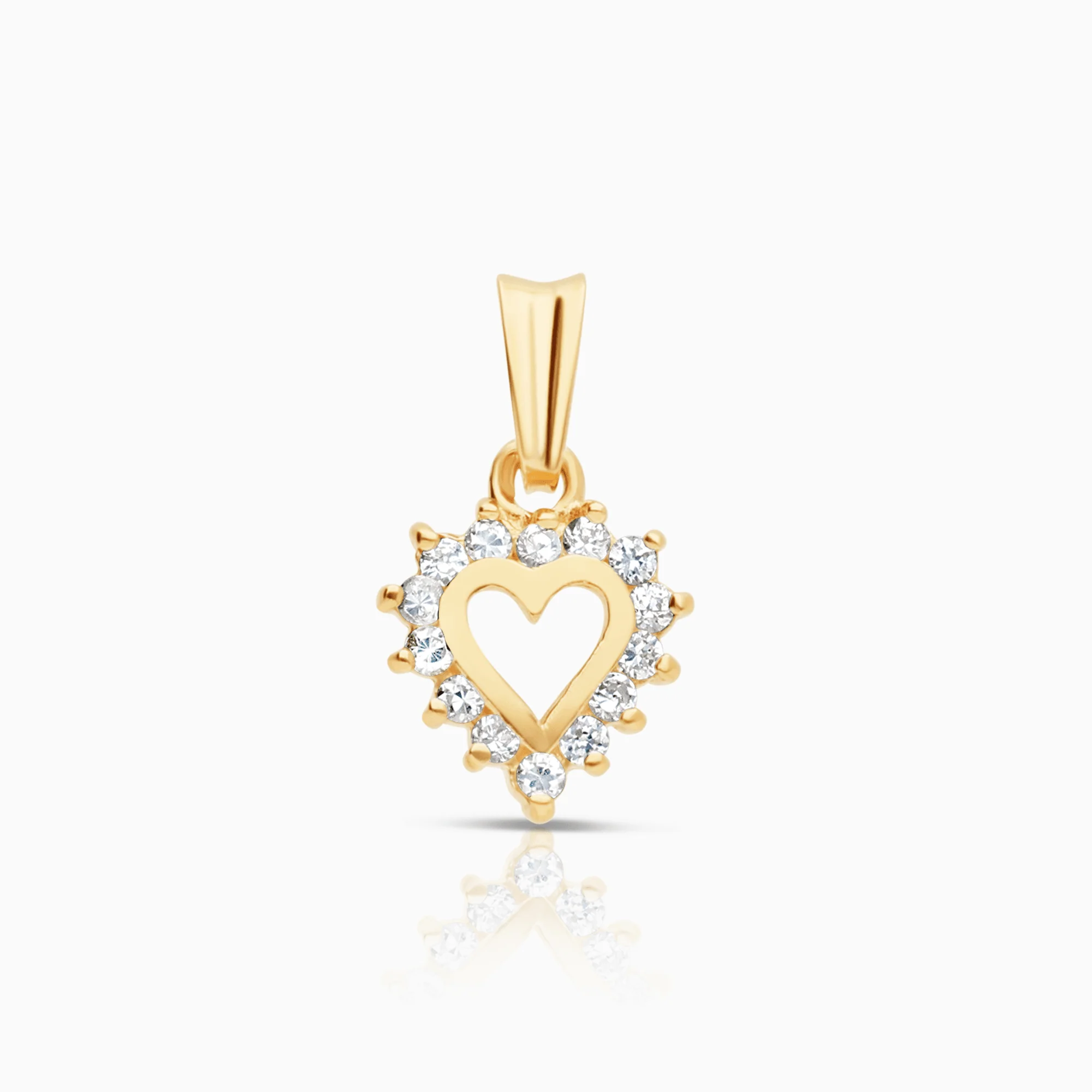 Heart pendant with white stones 0.55g 18K gold