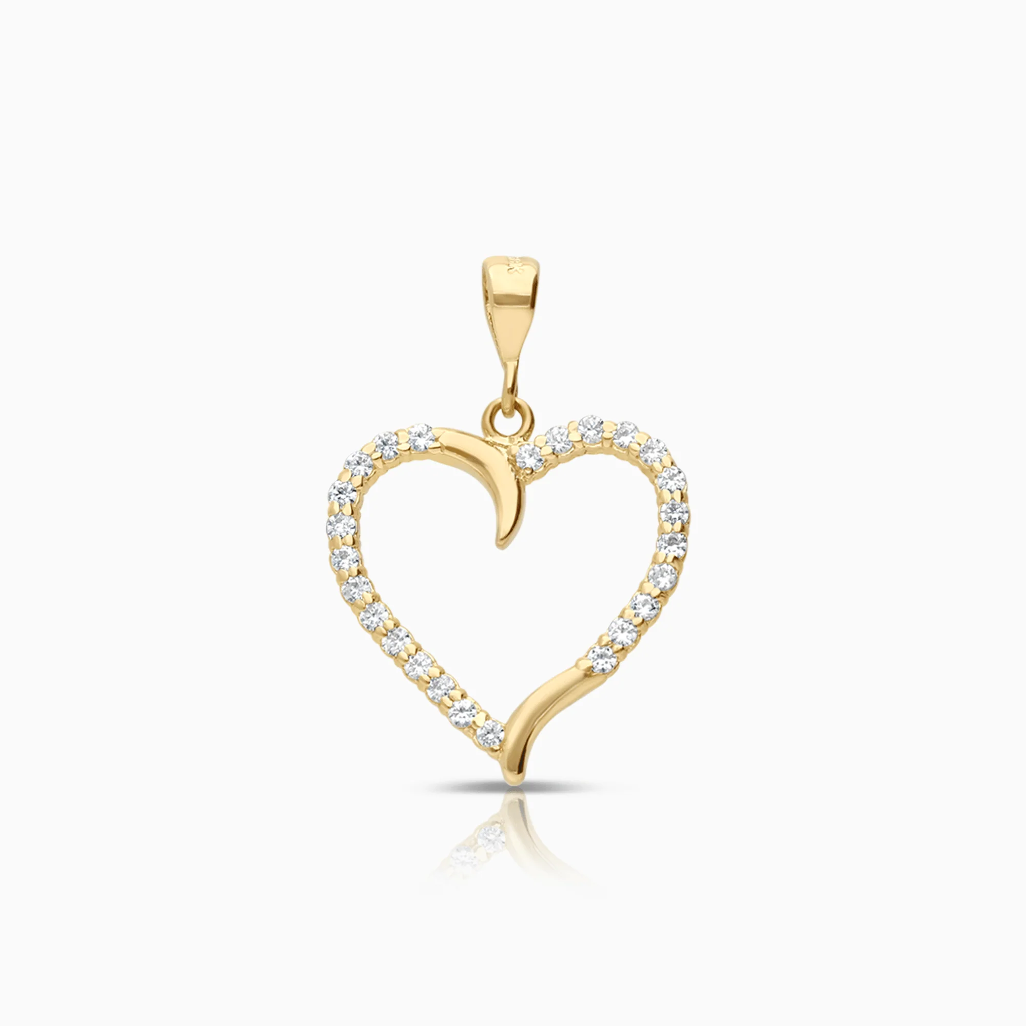 Heart pendant with white stones 1.95g 18K gold