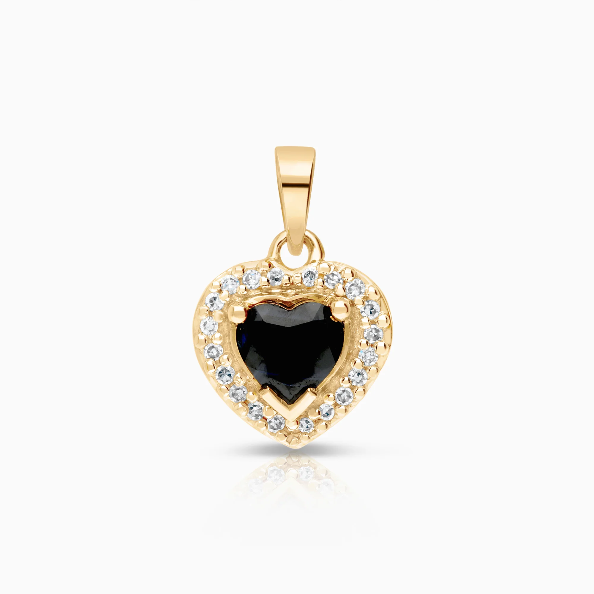 Heart pendant with sapphire 1.01g 18K gold