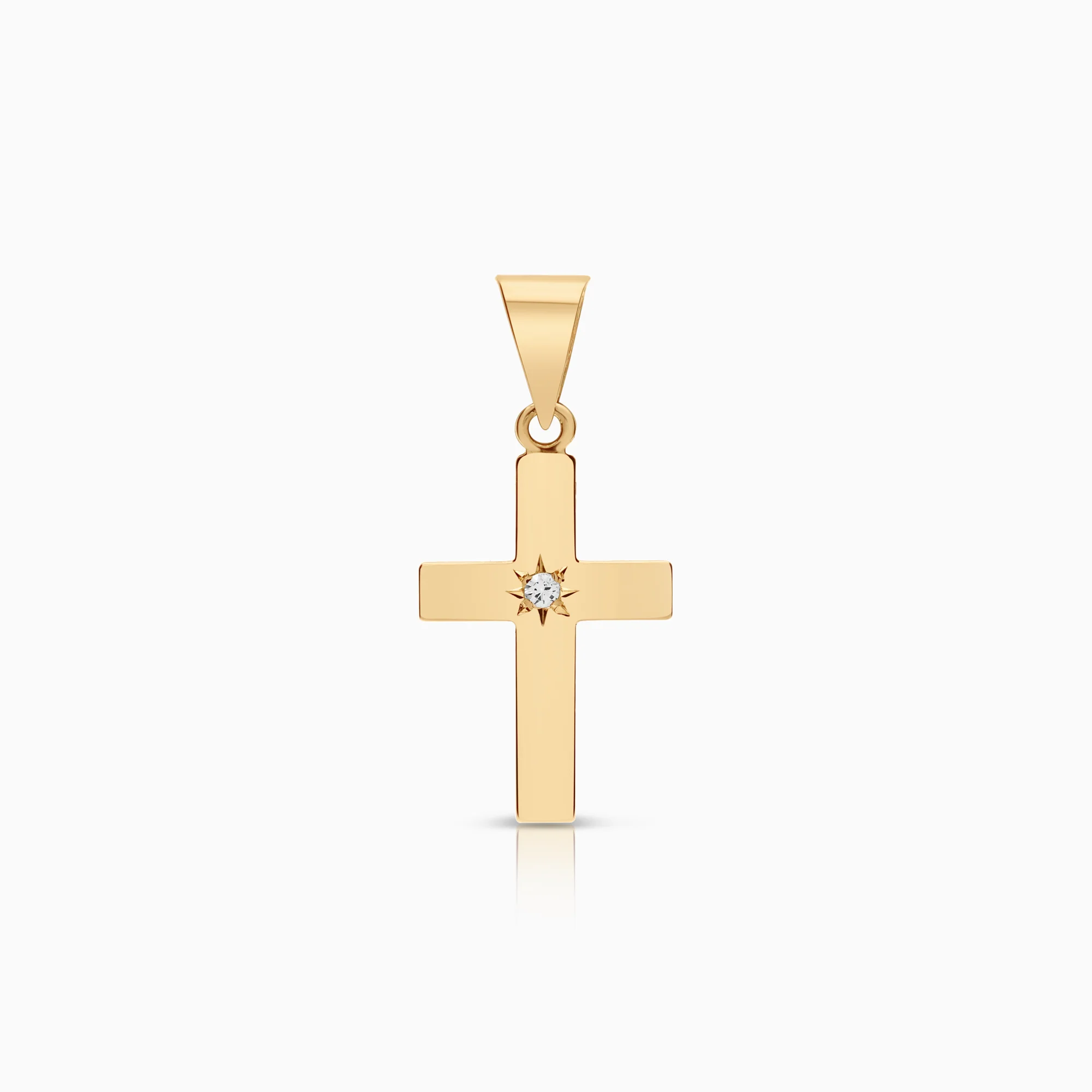 Cross pendant with cubic zirconia 0.69g 18K gold