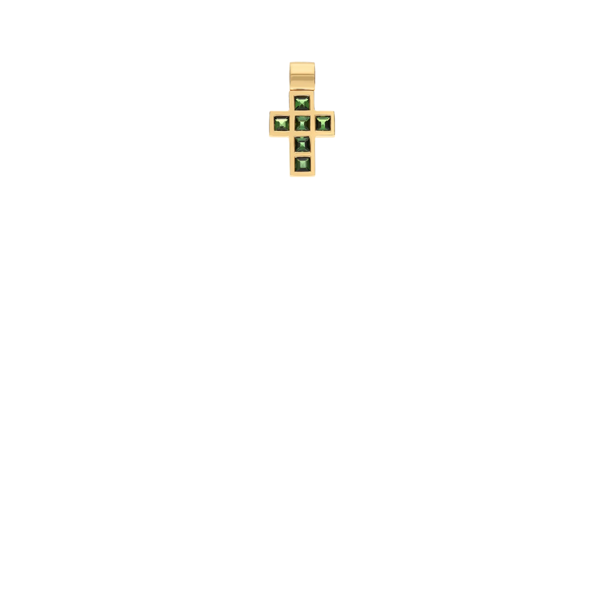 Cross pendant with green tourmalines 3.05g 18K gold - Image 2