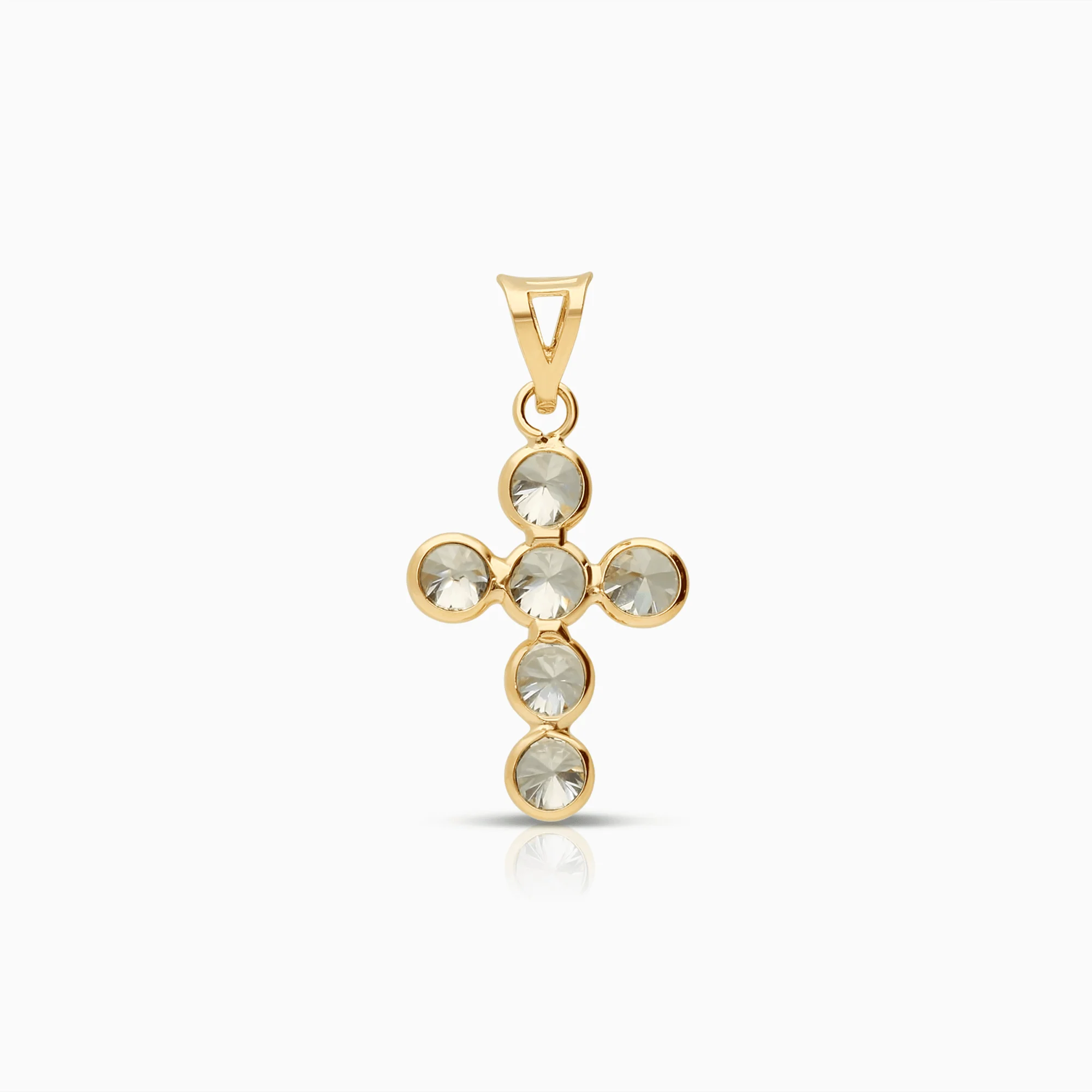 Cross pendant with white stones 1.15g 18K gold
