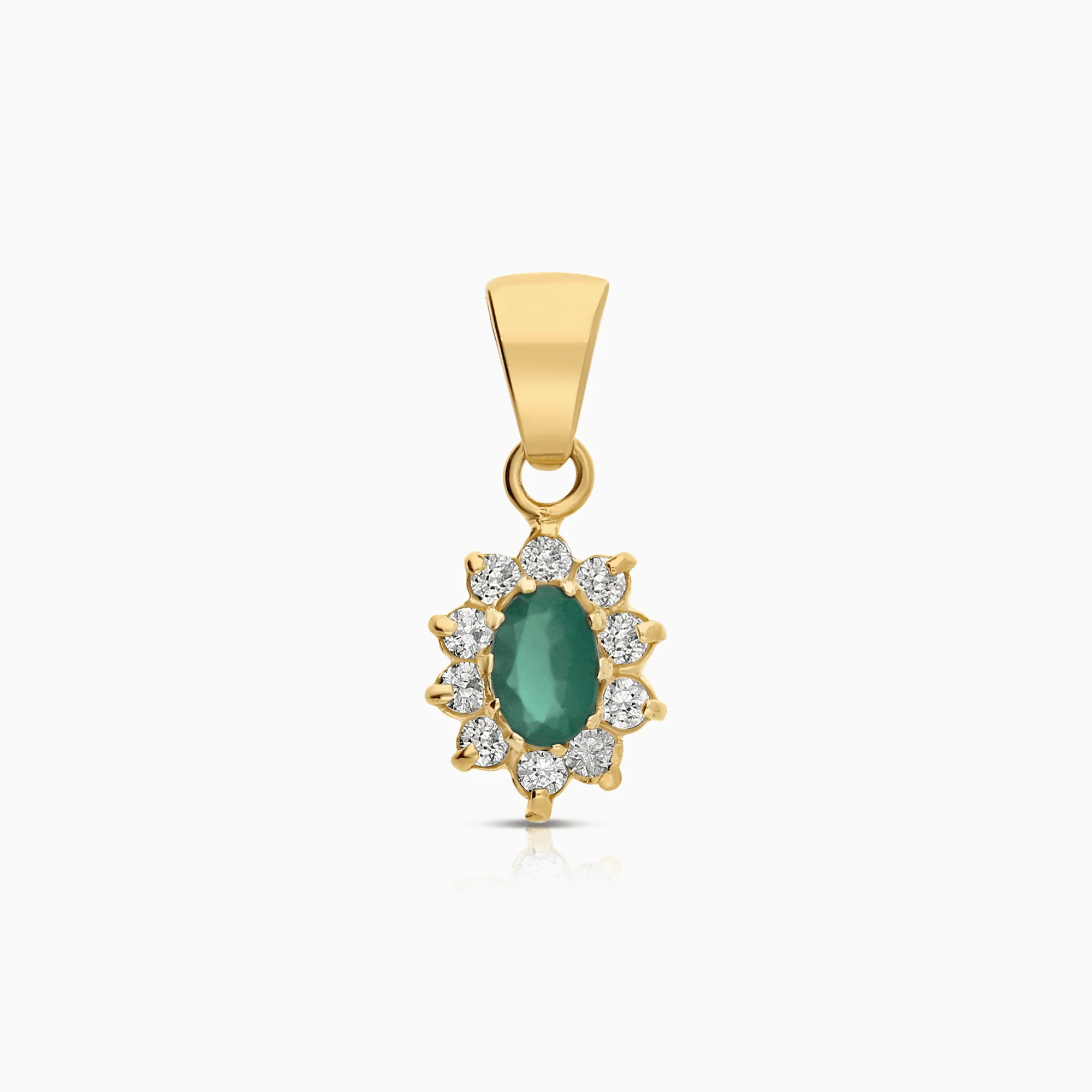 Pendant with cubic and emerald 1.44g 18K gold