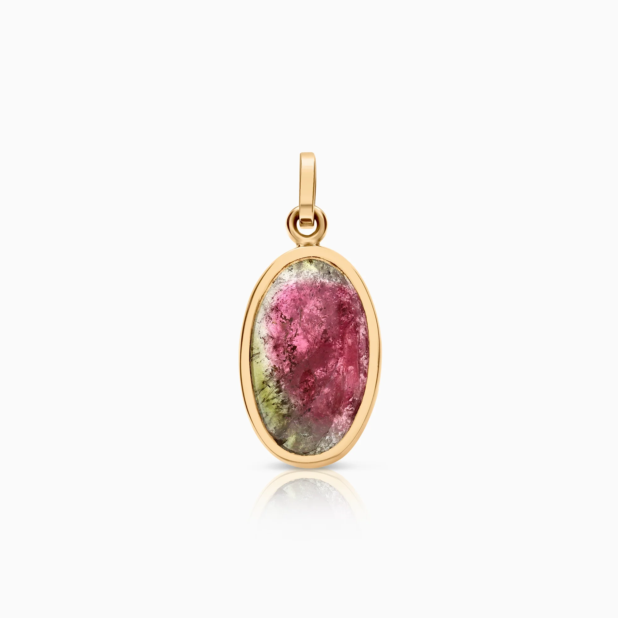 Watermelon tourmaline pendant 2.51g 18K gold
