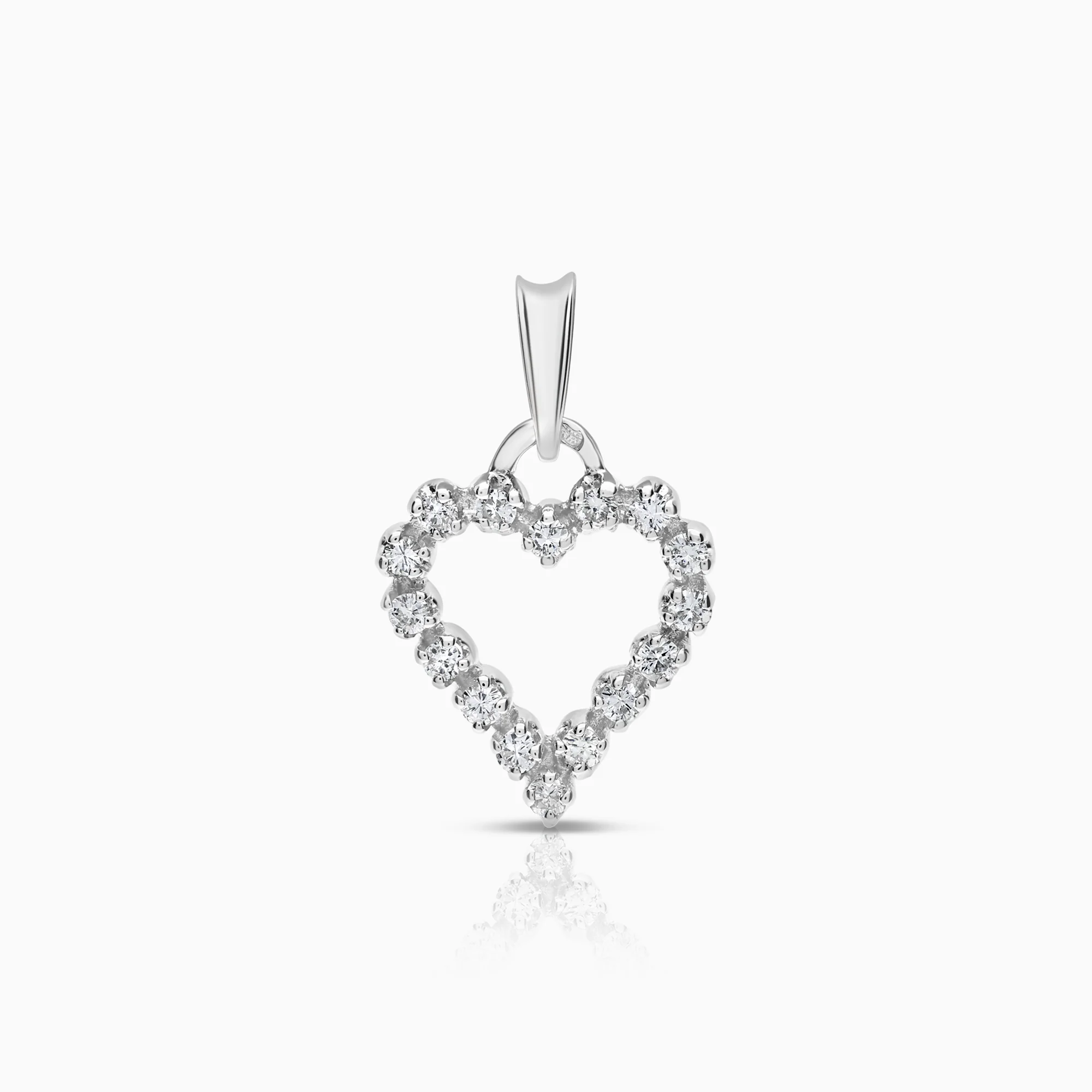 Diamond heart pendant 0.32ct 18K white gold