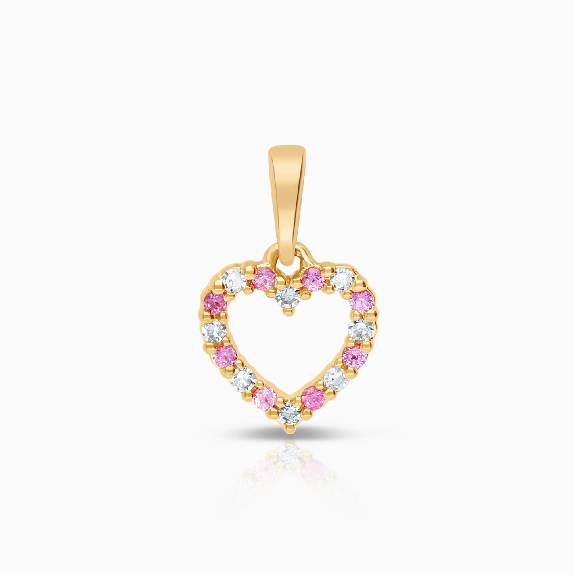Heart pendant diamonds 0.04ct pink sapphires 18K gold