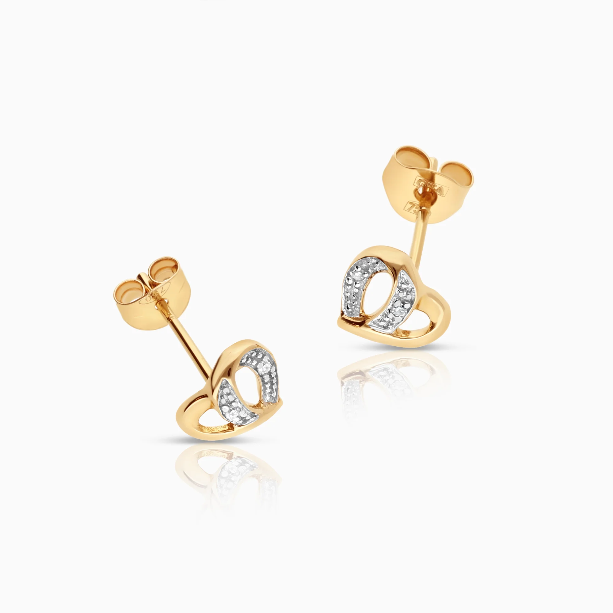 Diamond Heart Earrings 0.01ct 1.25g 18K Gold - Image 2
