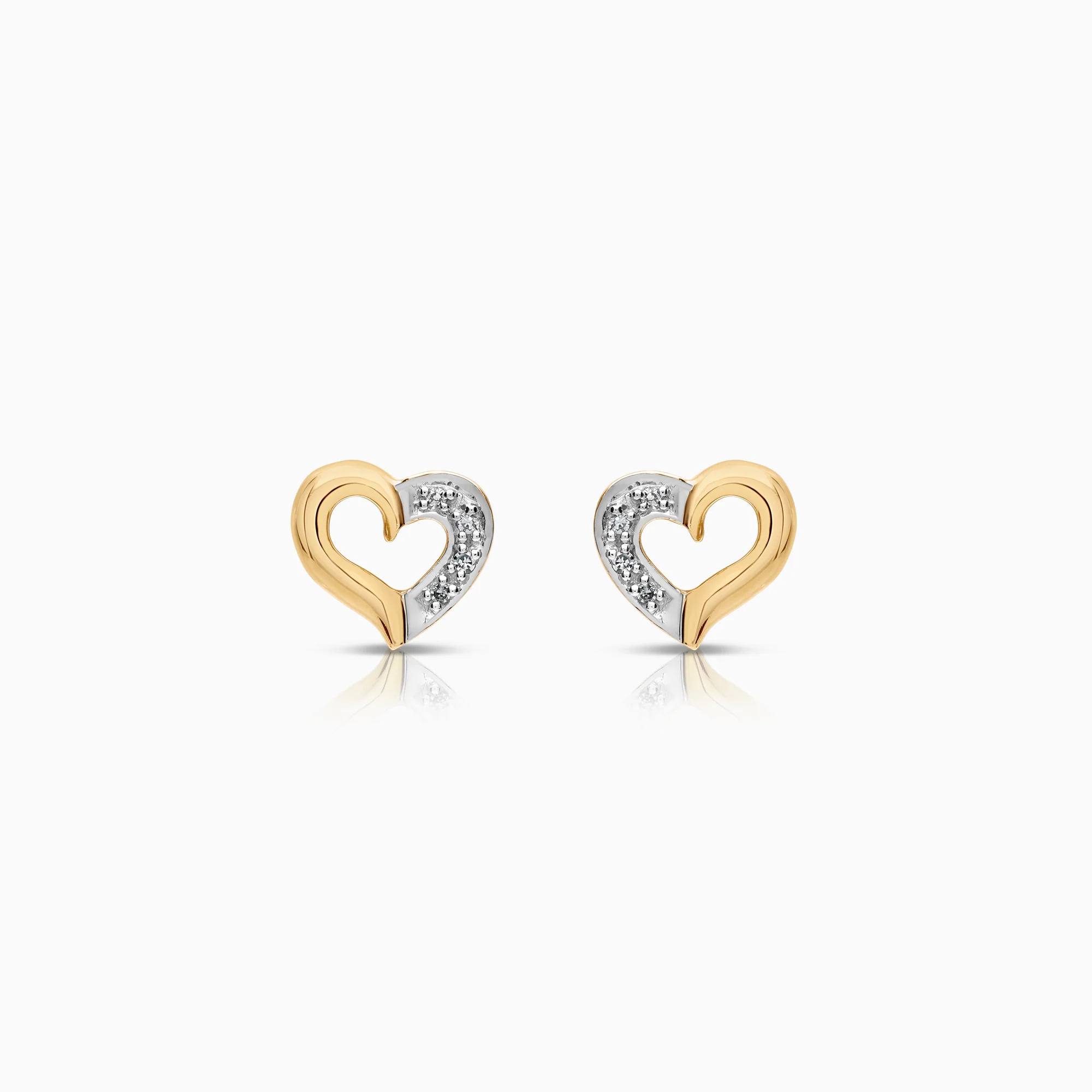 Gold earrings with hearts 0.02ct 1.66g 18K gold