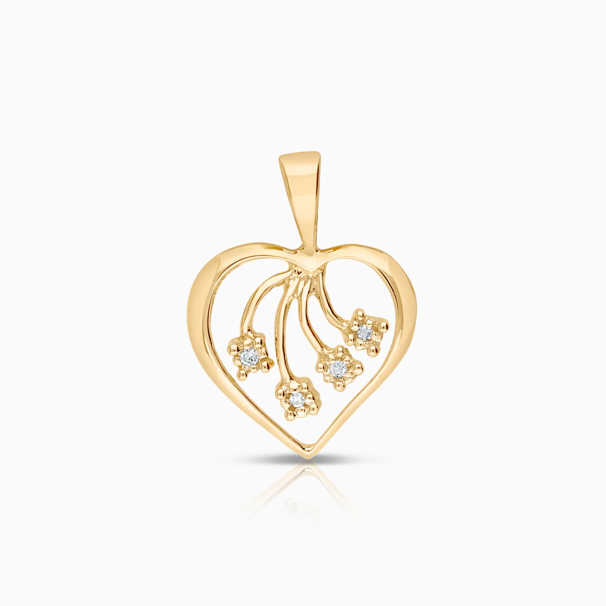Heart pendant 0.01ct 18K gold