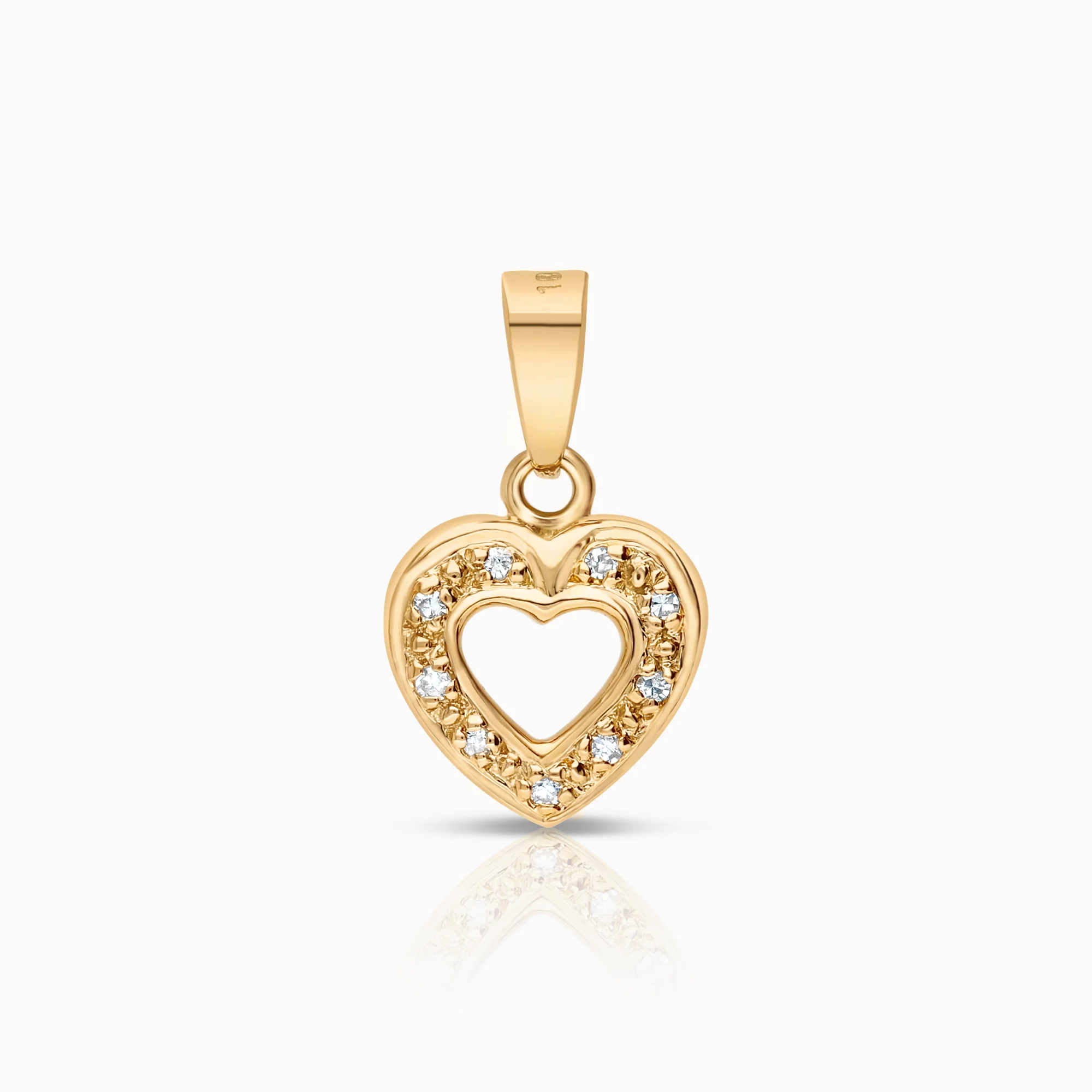 Heart pendant 0.03ct 18K gold