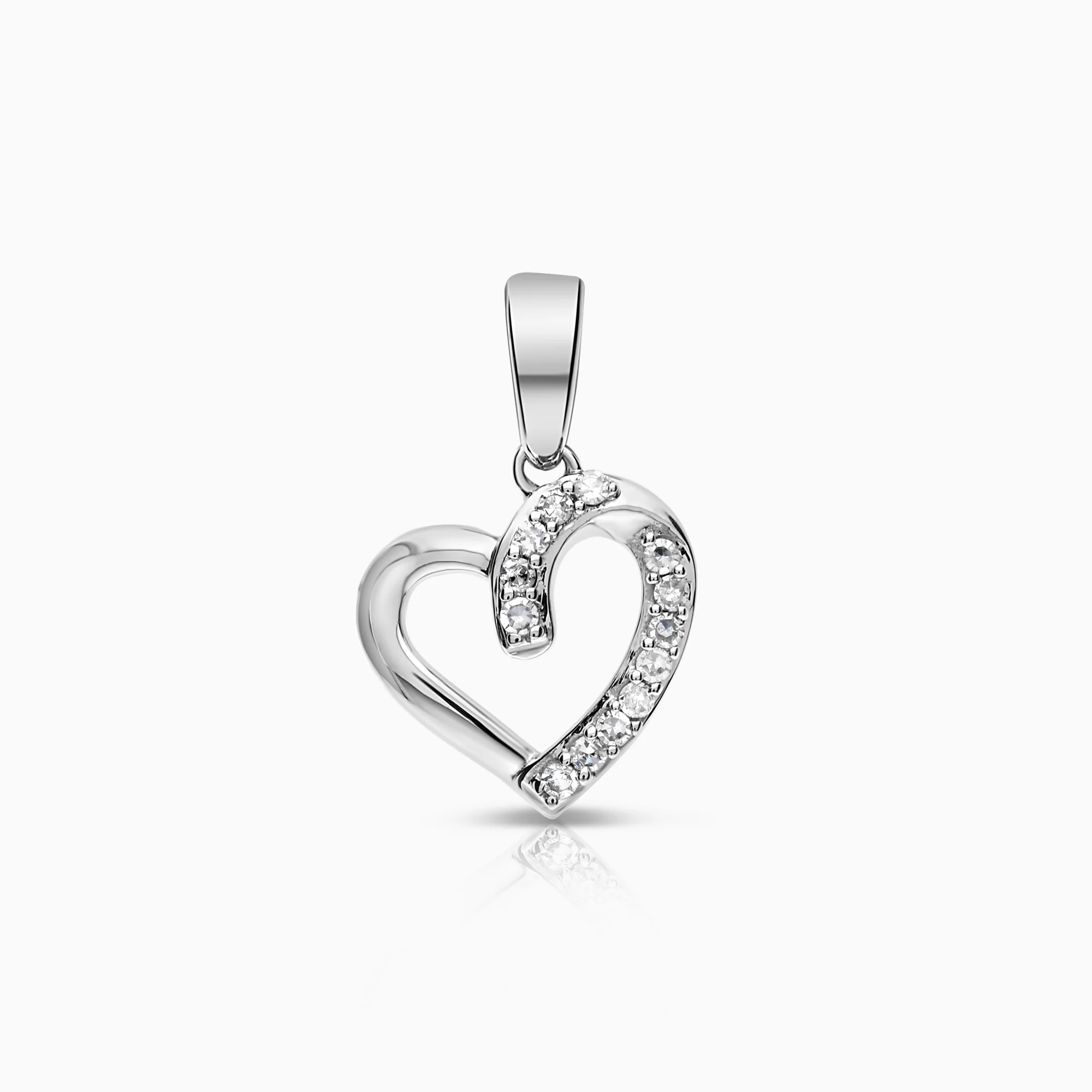 Heart pendant 0.06ct 18K white gold