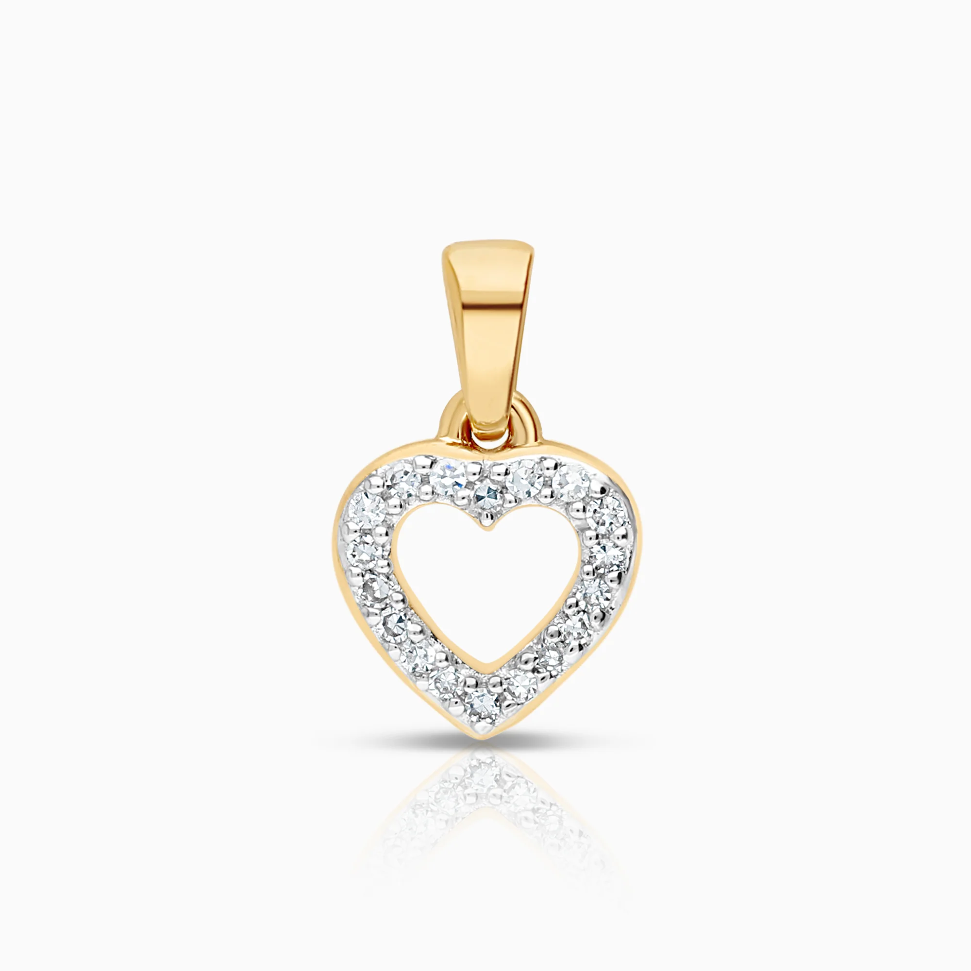 Diamond heart pendant 0.09ct 18K gold