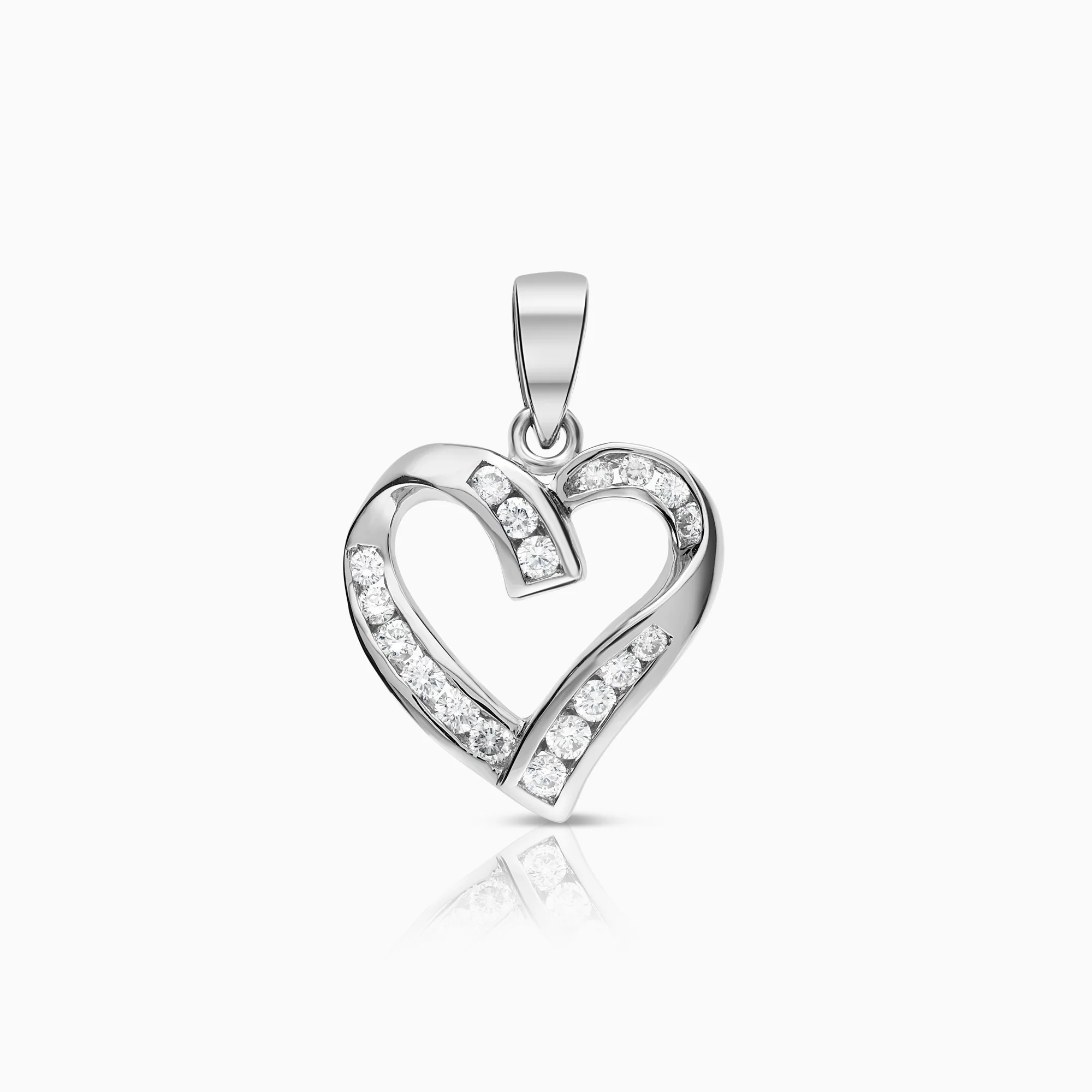 Heart pendant 0.30ct 18K white gold