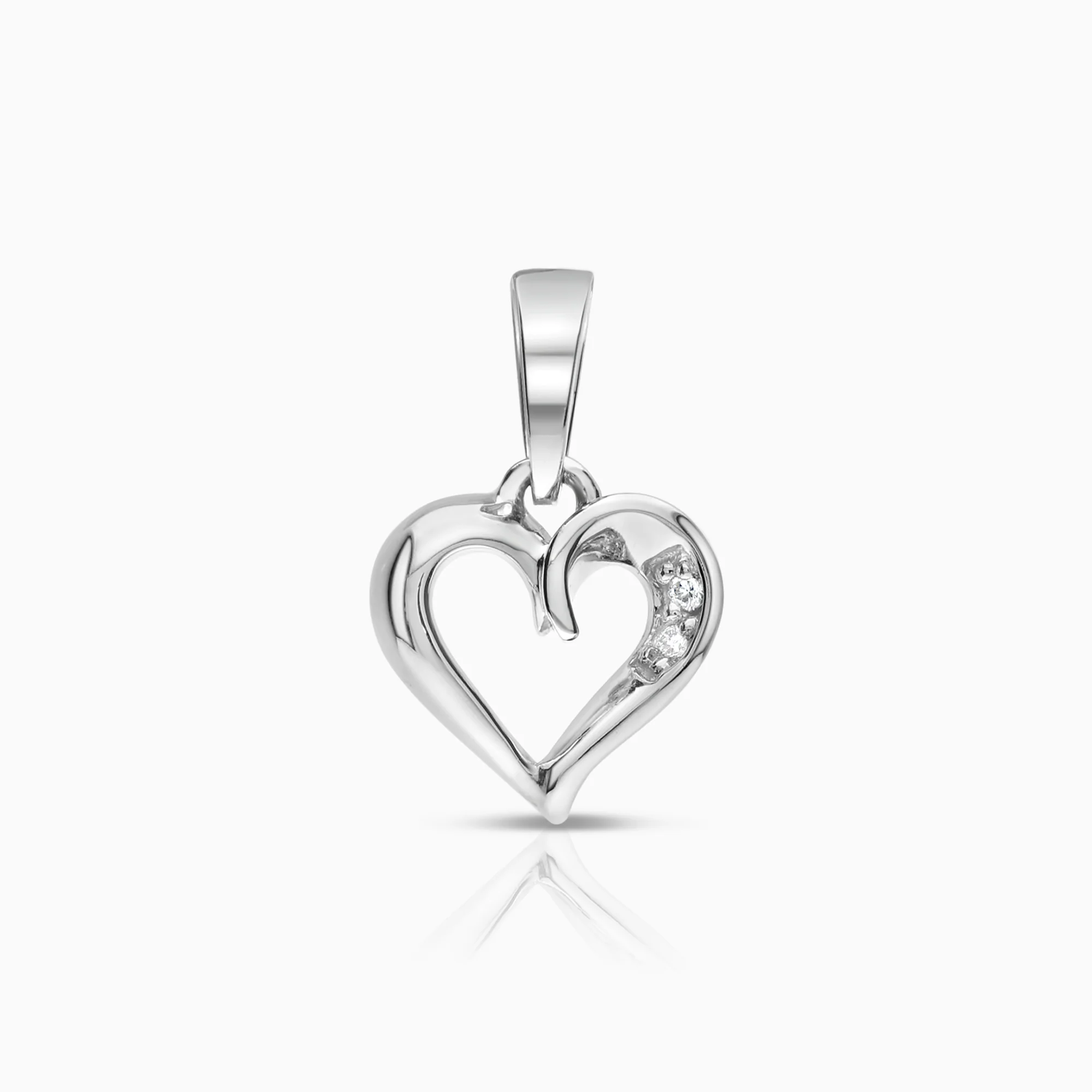 Heart pendant diamonds 0.01ct 18K white gold