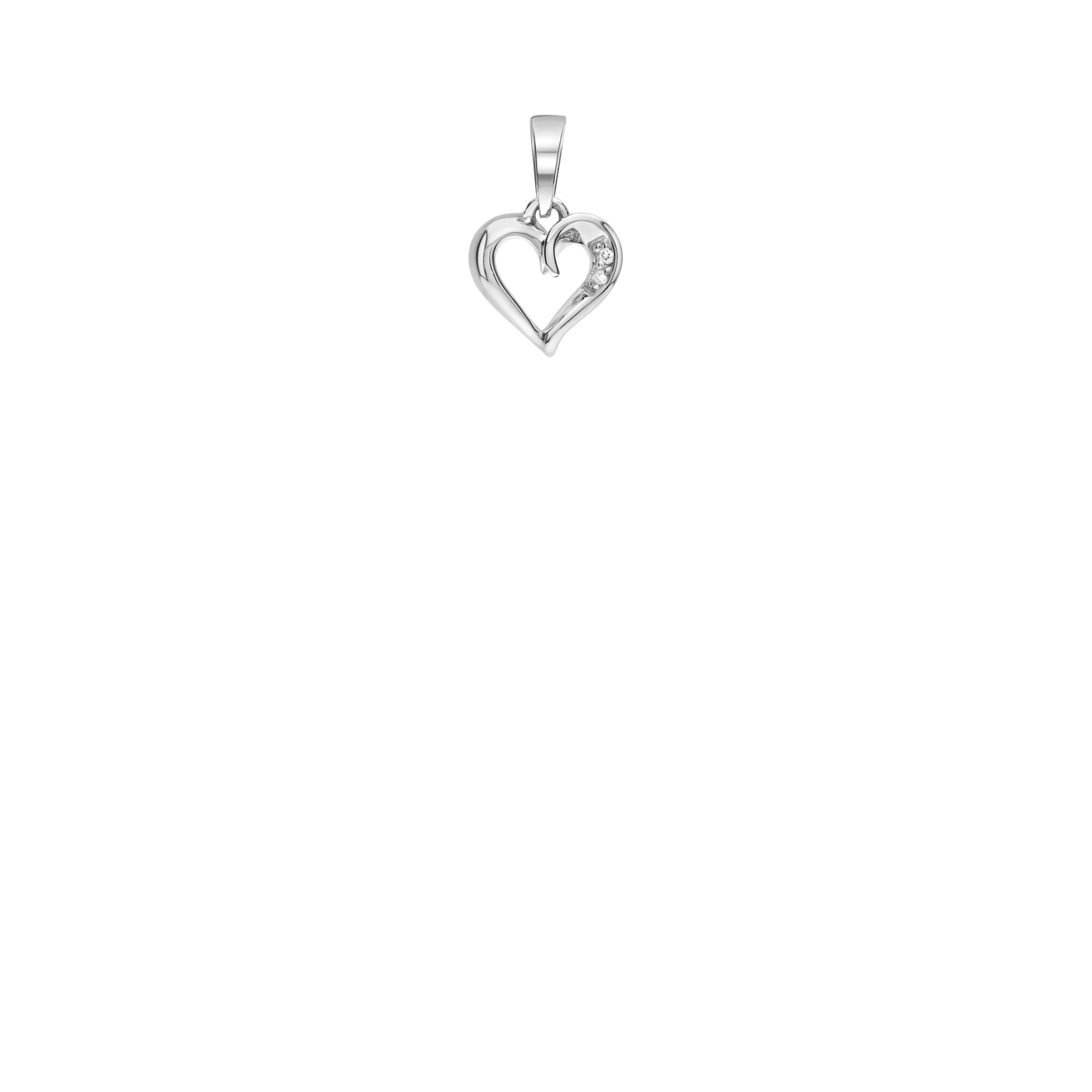 Heart pendant diamonds 0.01ct 18K white gold - Image 2