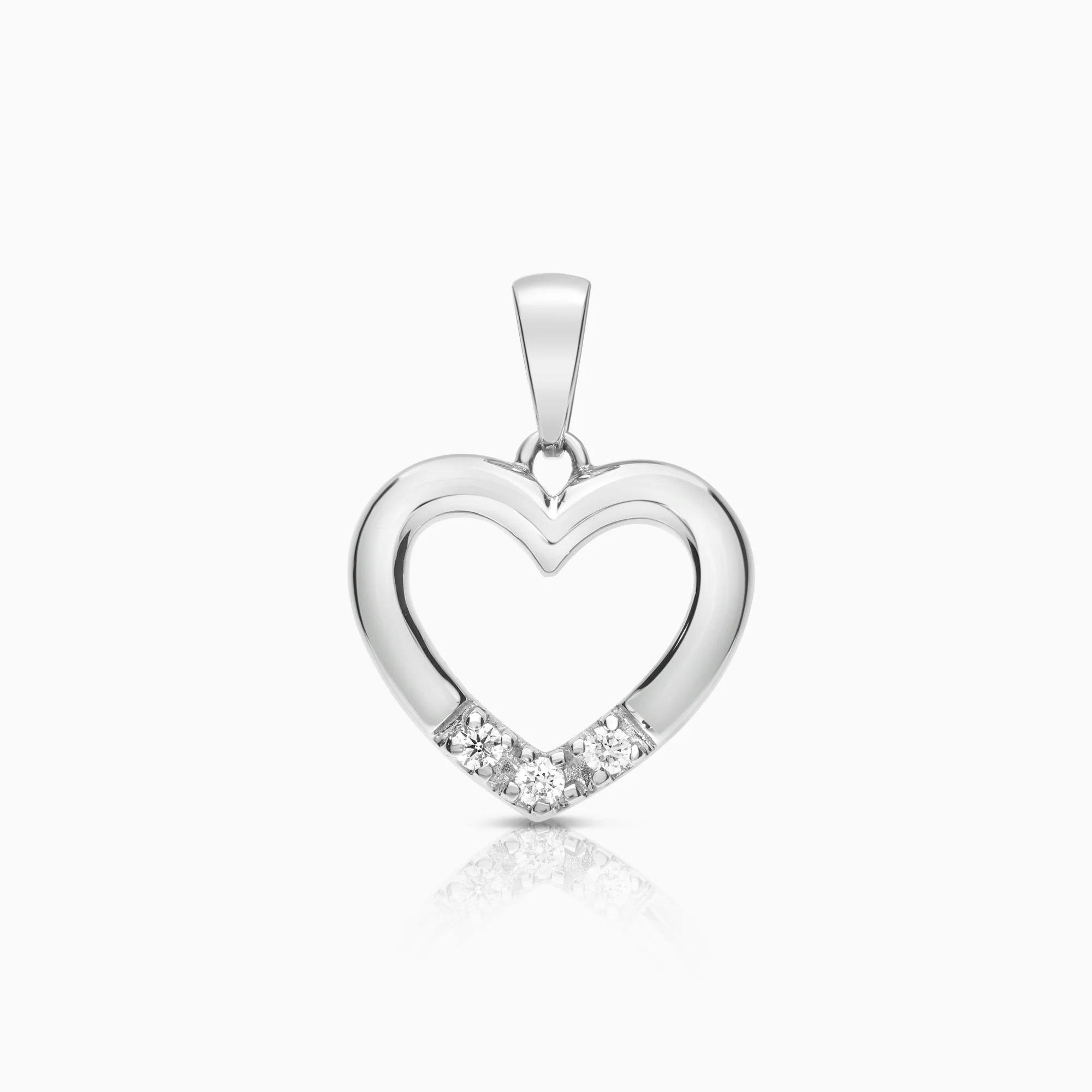 Heart pendant diamonds 0.08ct 18K white gold
