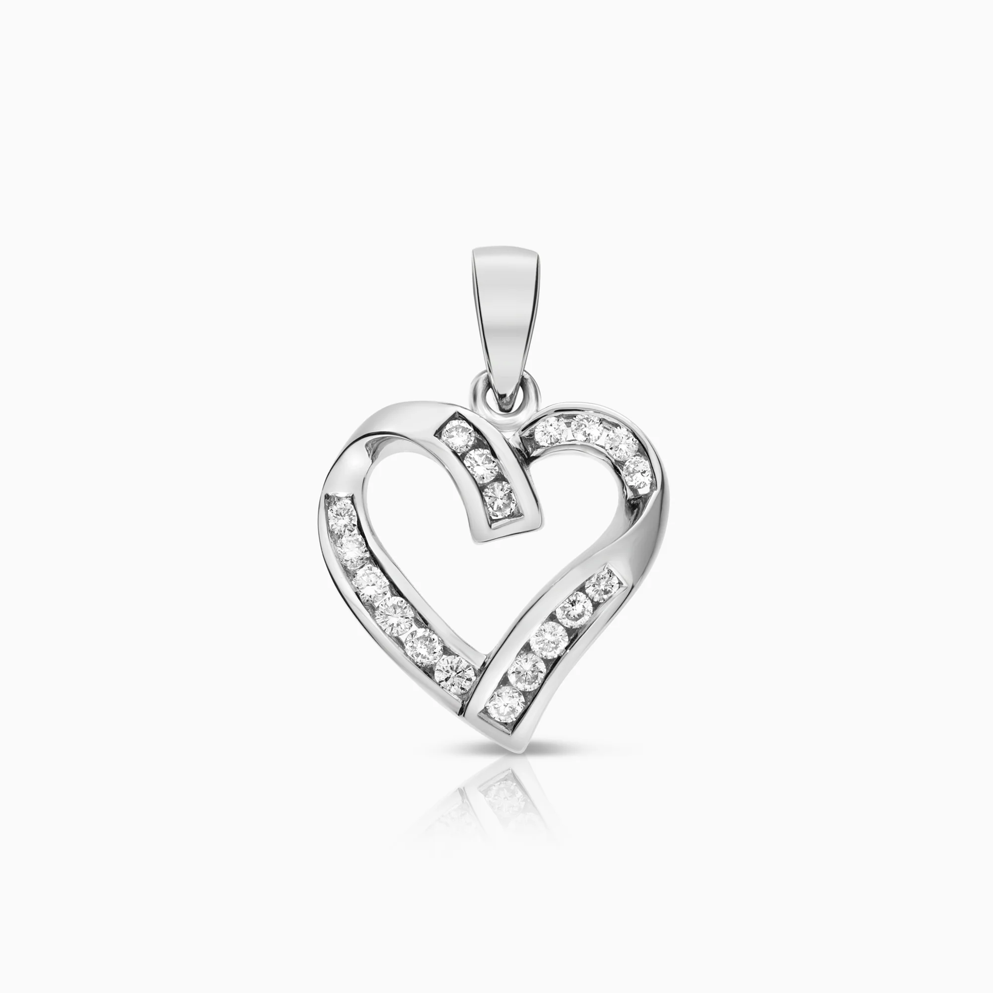 Heart pendant diamonds 0.28ct 18K white gold