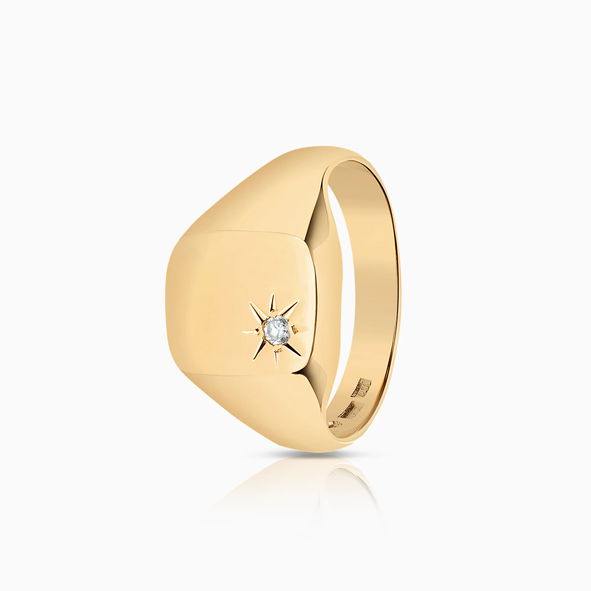 Signet ring with white cubic 11.20g 18K gold