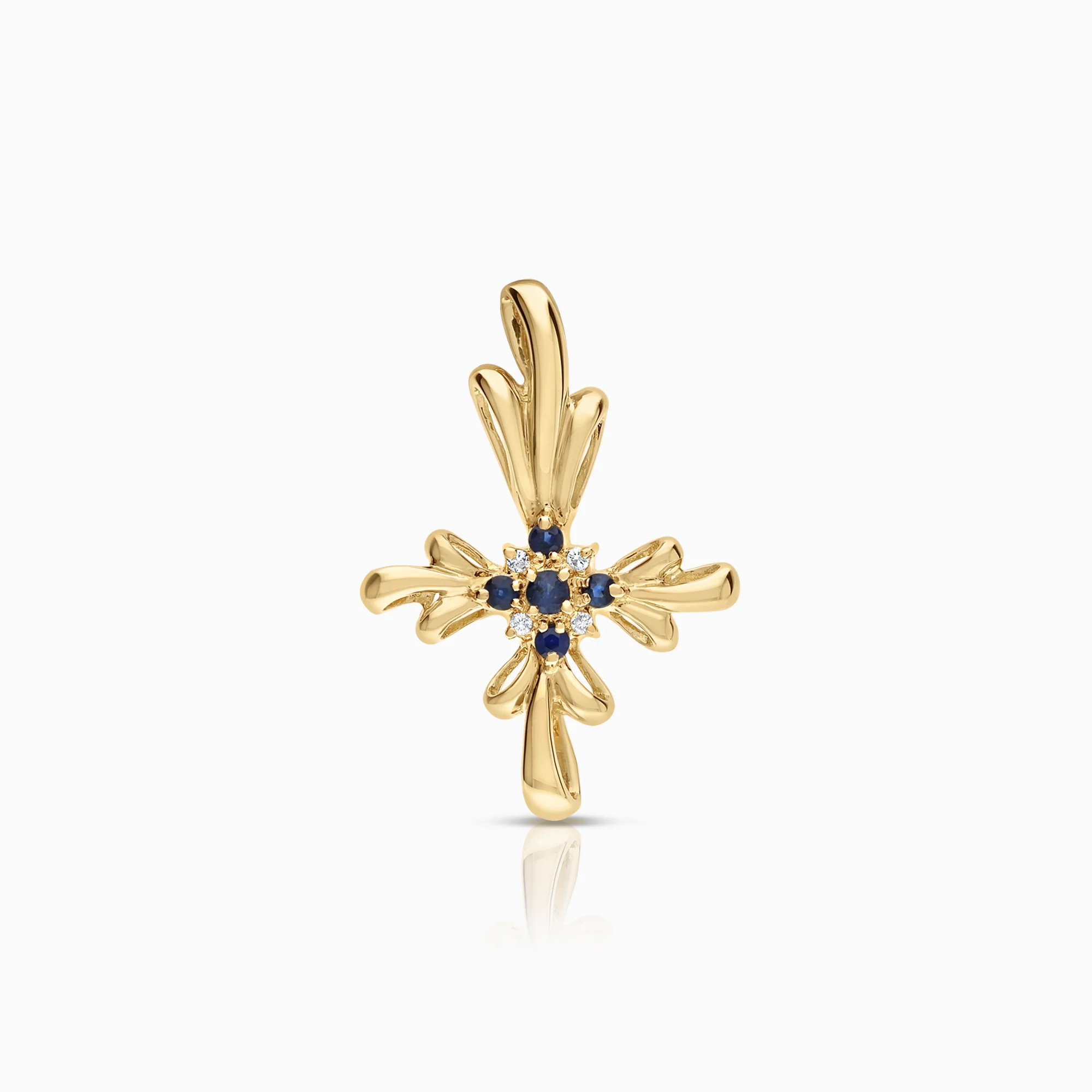 Cross pendant 0.04ct 18K gold