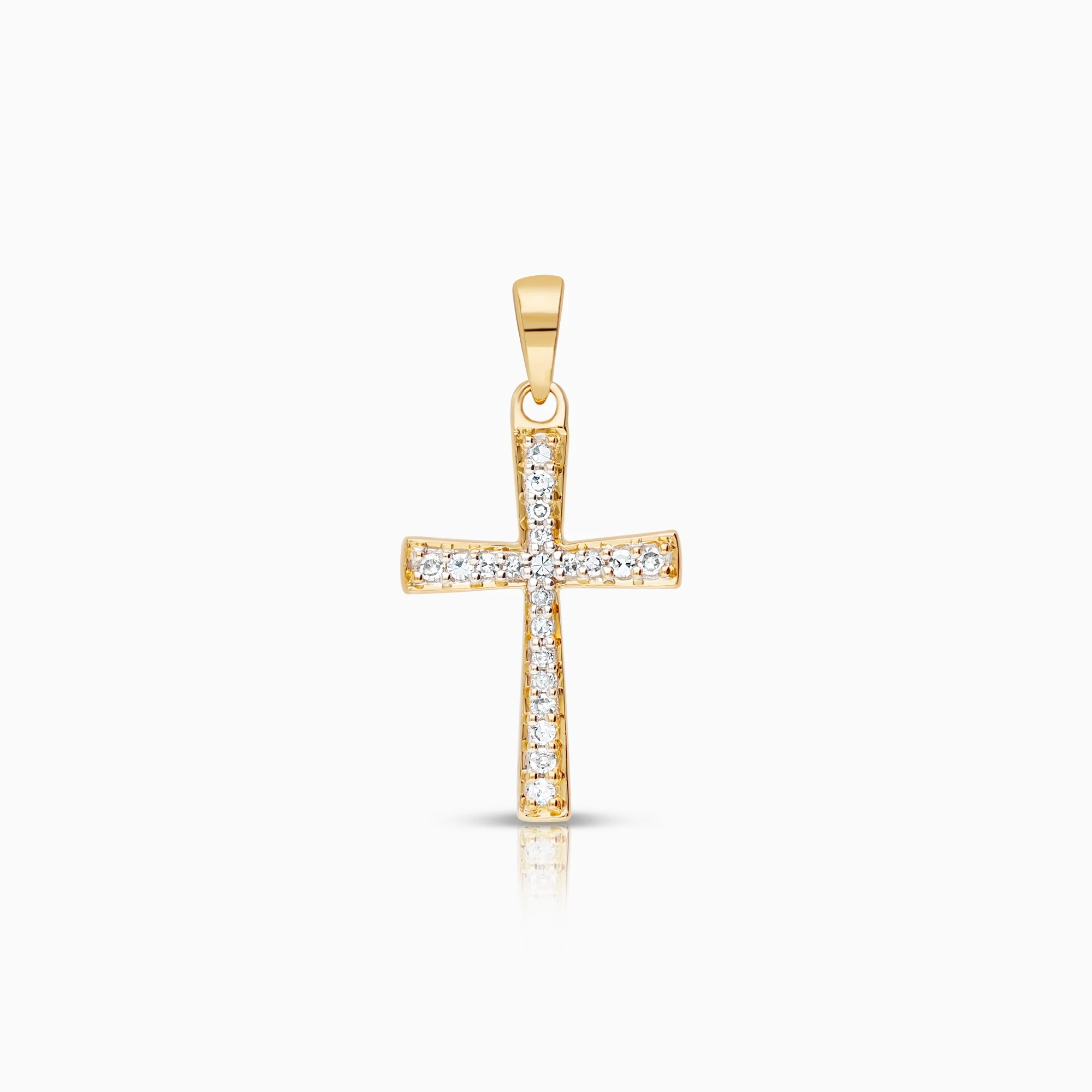 Cross pendant 0.13ct 18K gold