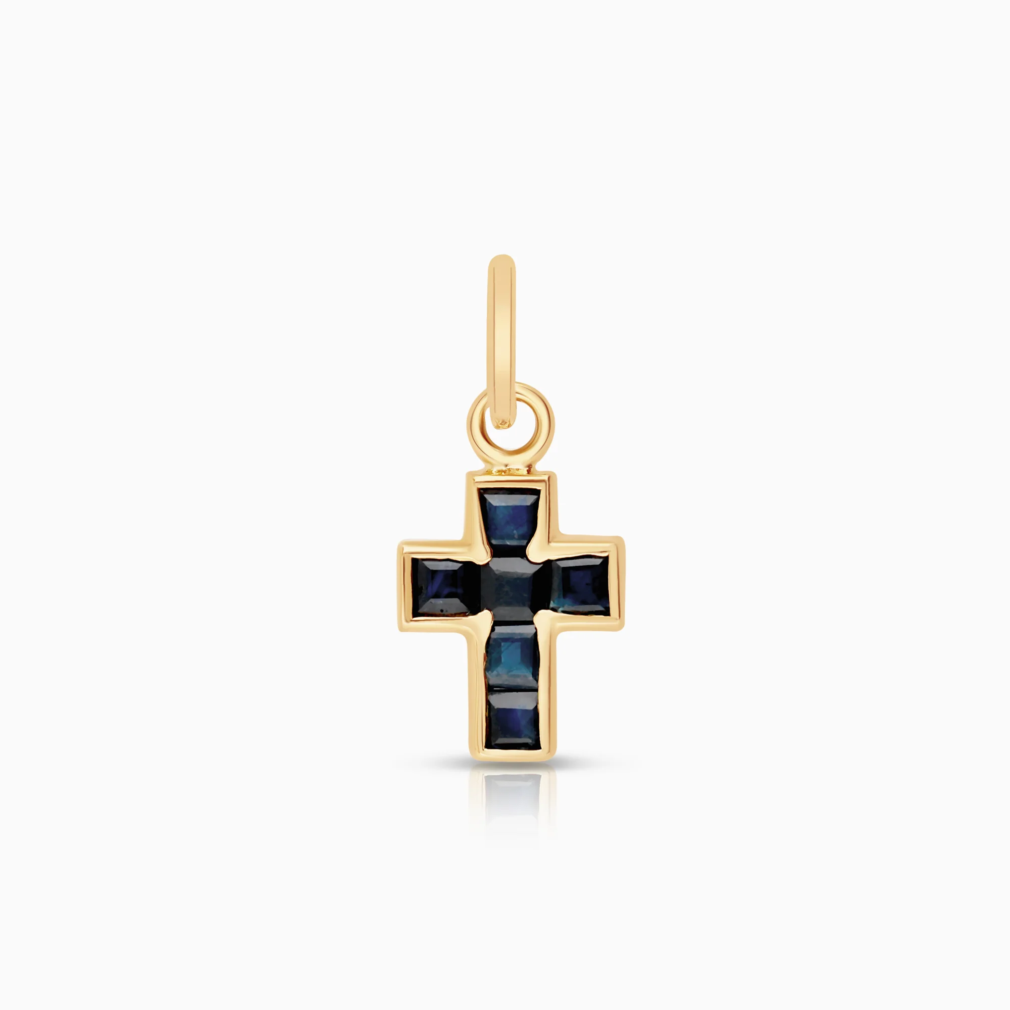 Cross pendant with sapphires 0.81g 18K gold