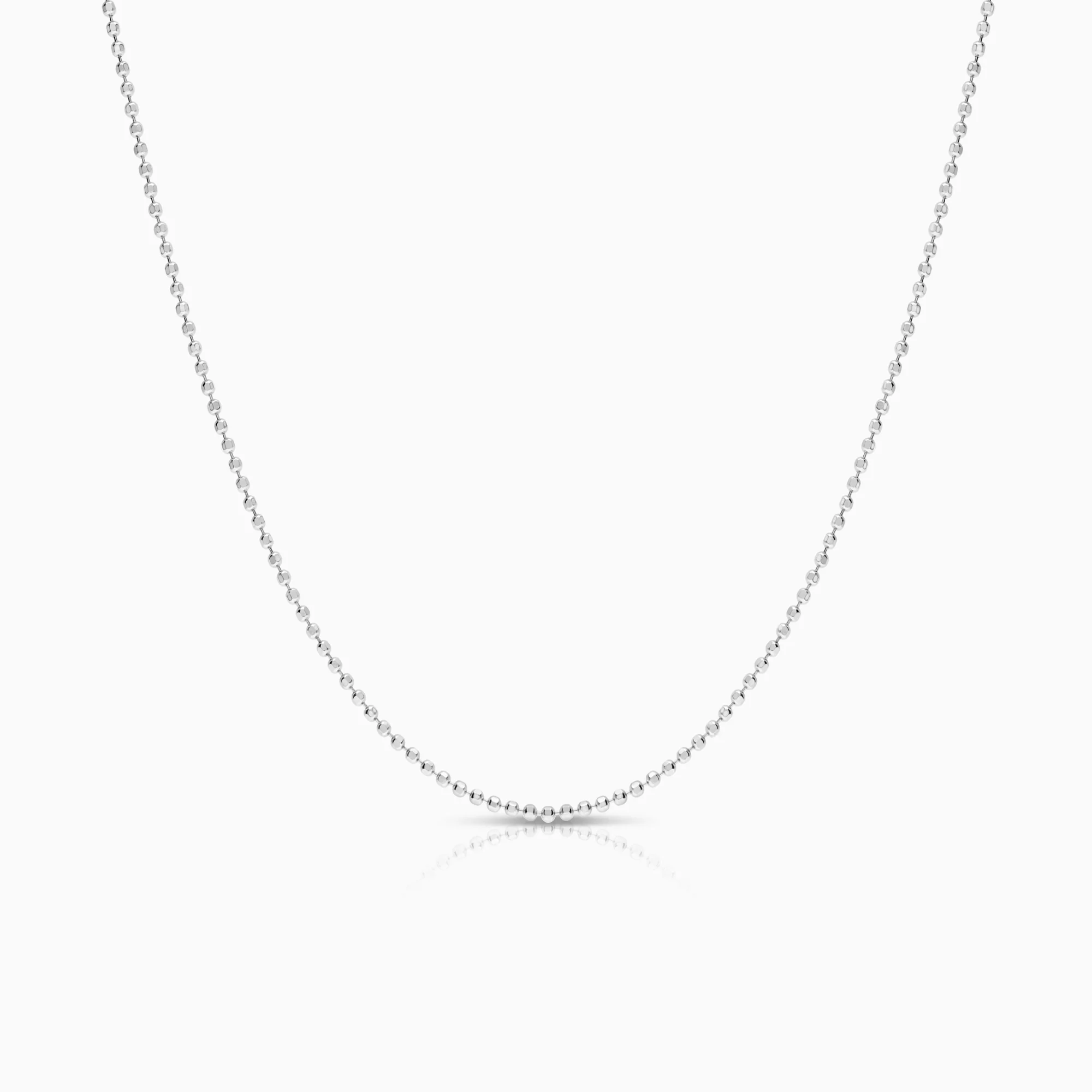 Bead chain necklace 3.52g 18K white gold