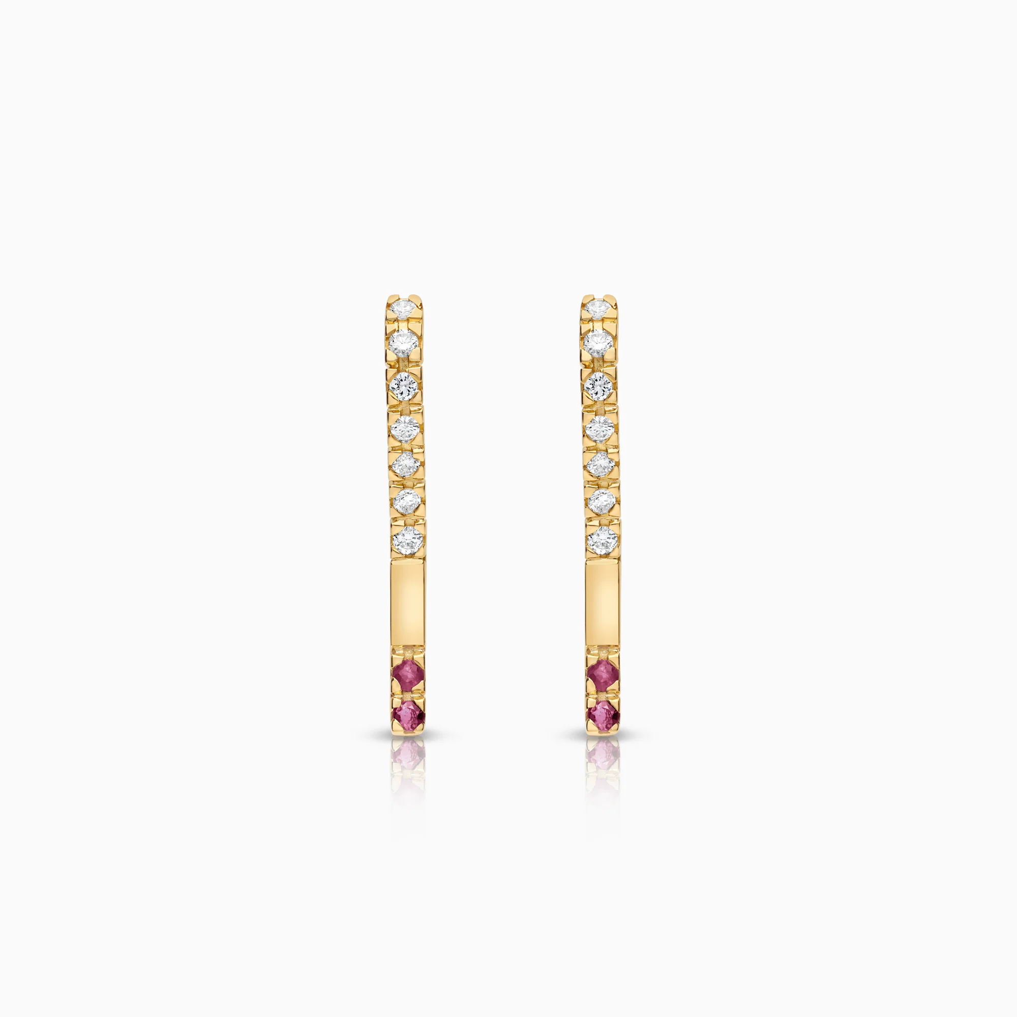 Earrings with diamonds 0.49ct ruby 18K gold