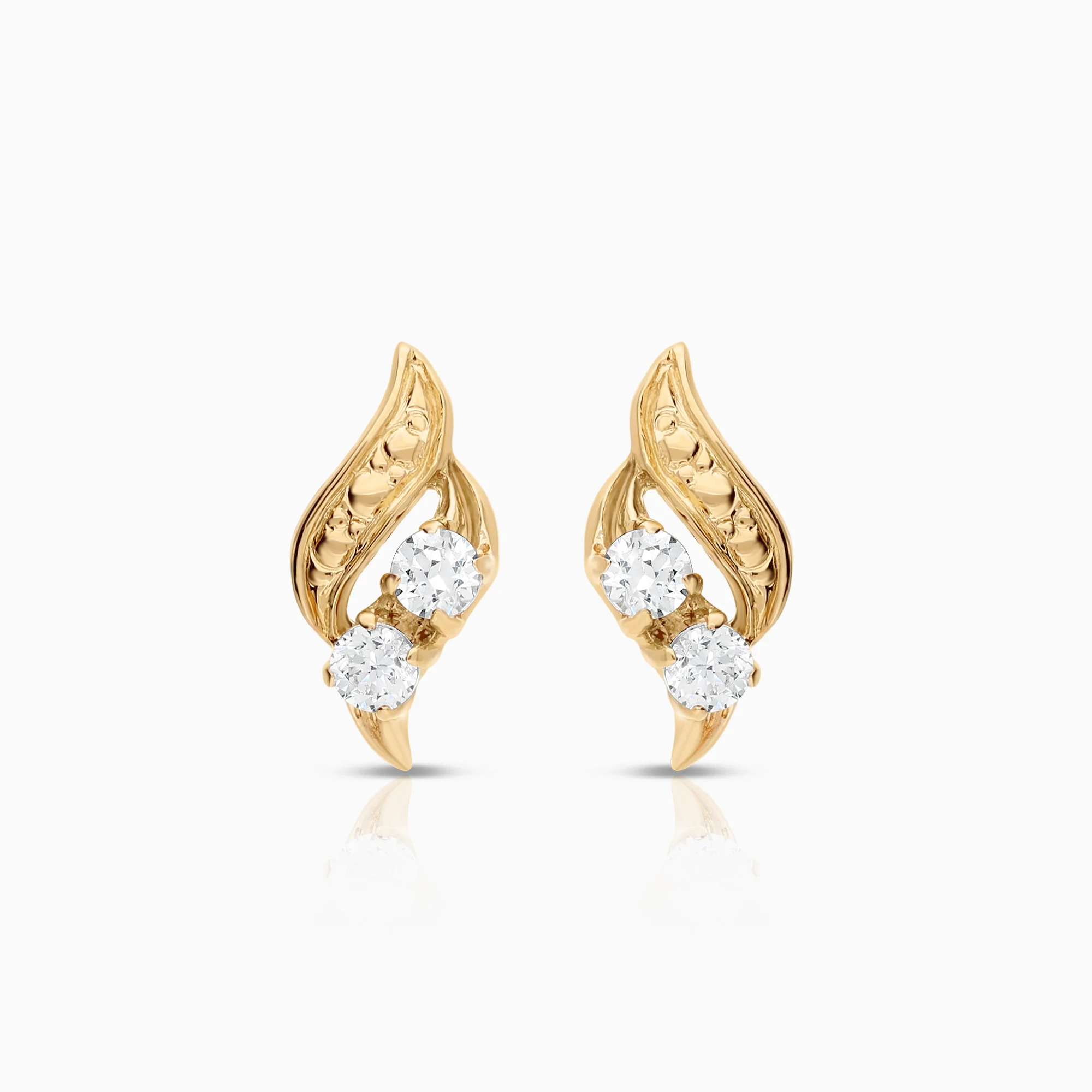 Earrings cubic zirconia 1.10g 18K gold