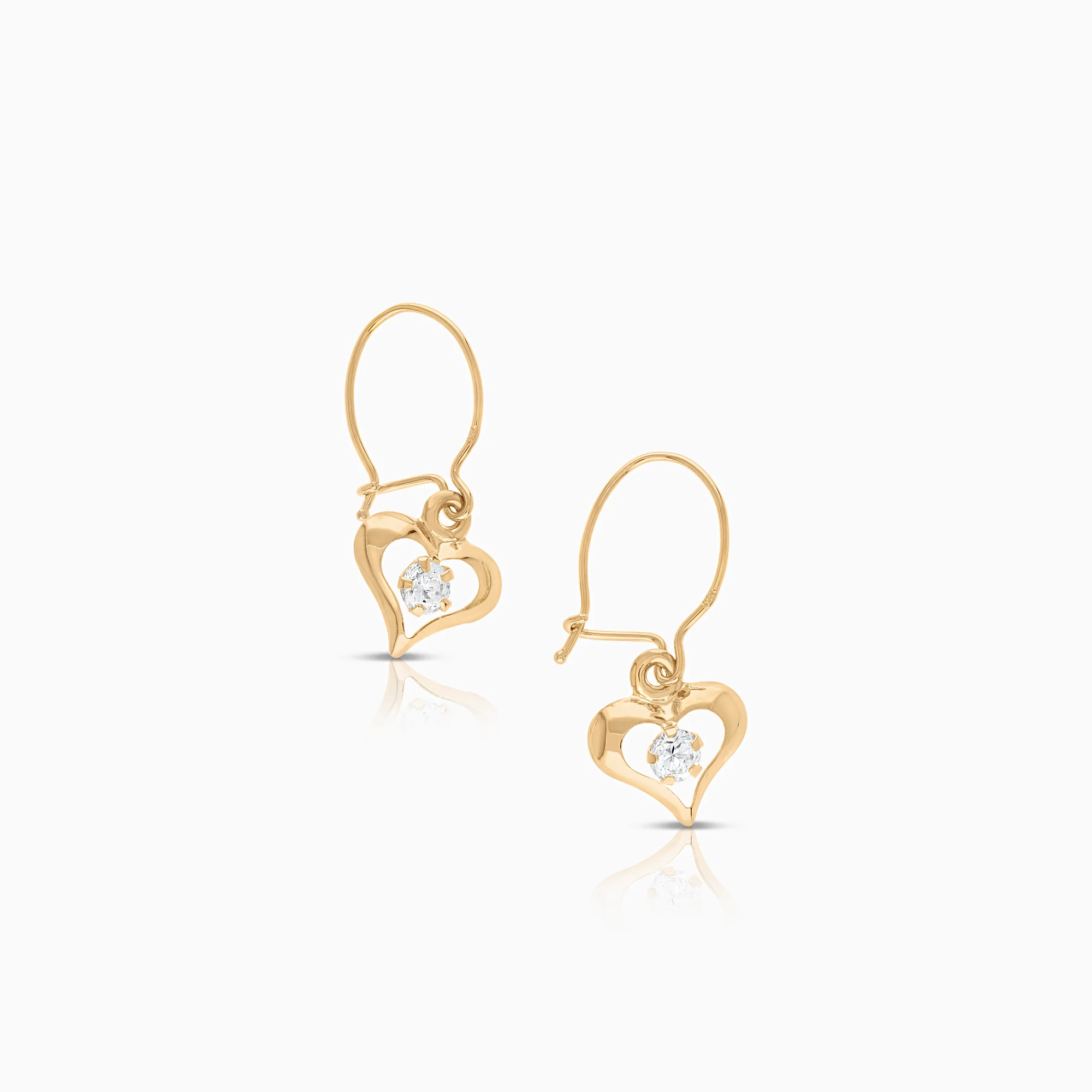 Heart-shaped cubic zirconia earrings 0.63g 18K gold - Image 2