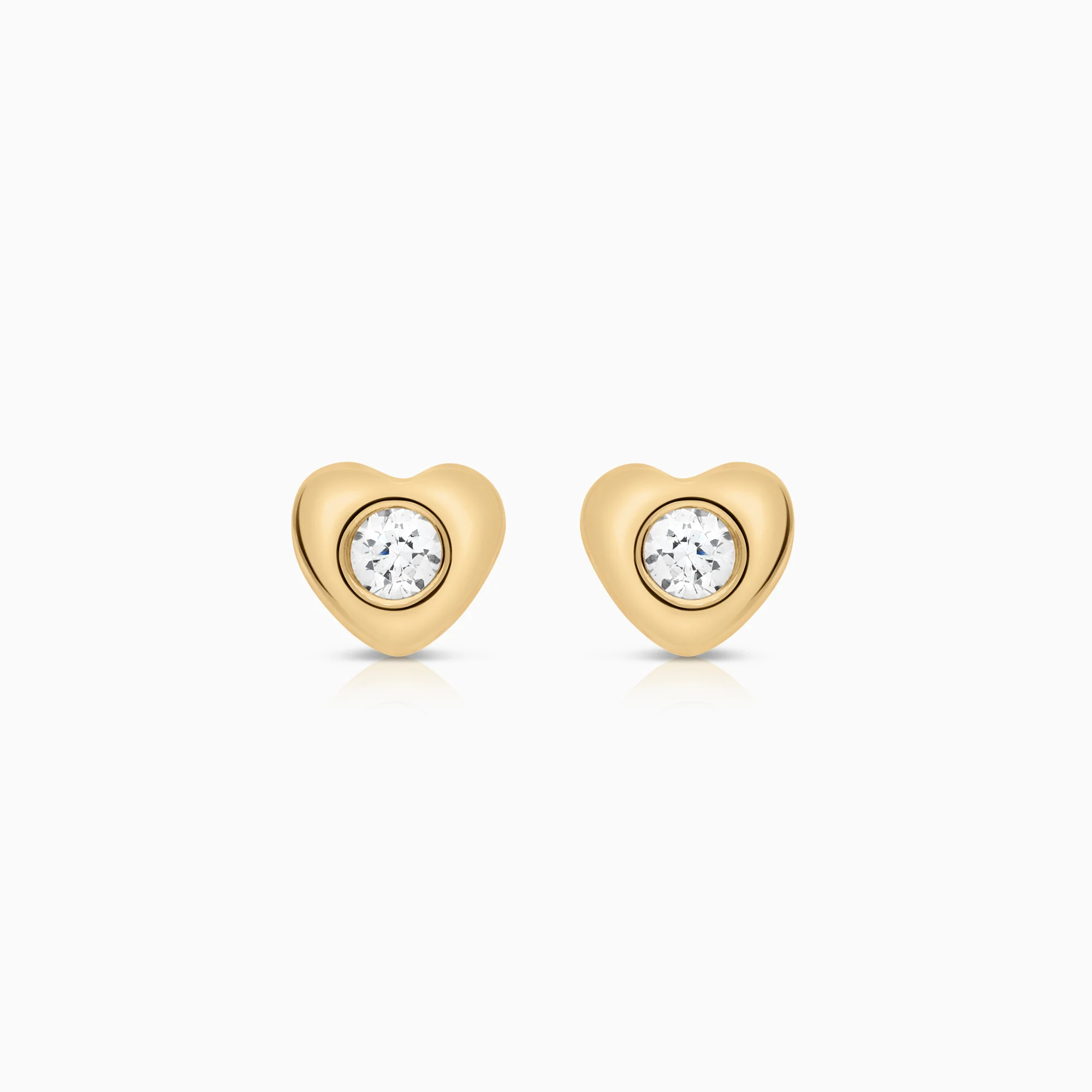 Heart earrings cubic zirconia 0.75g 18K gold