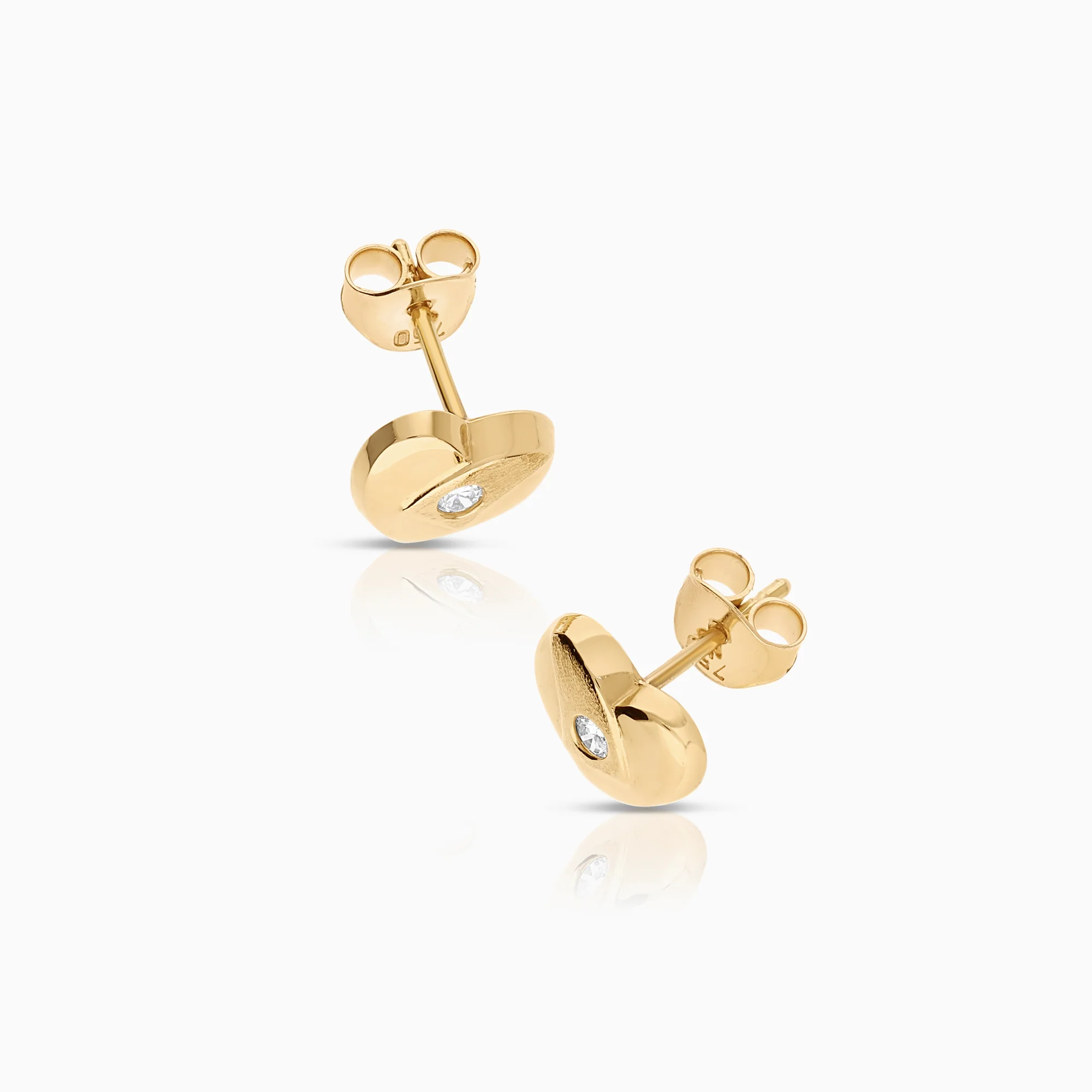 Earrings heart cubic zirconia 0.92g 18K gold - Image 2