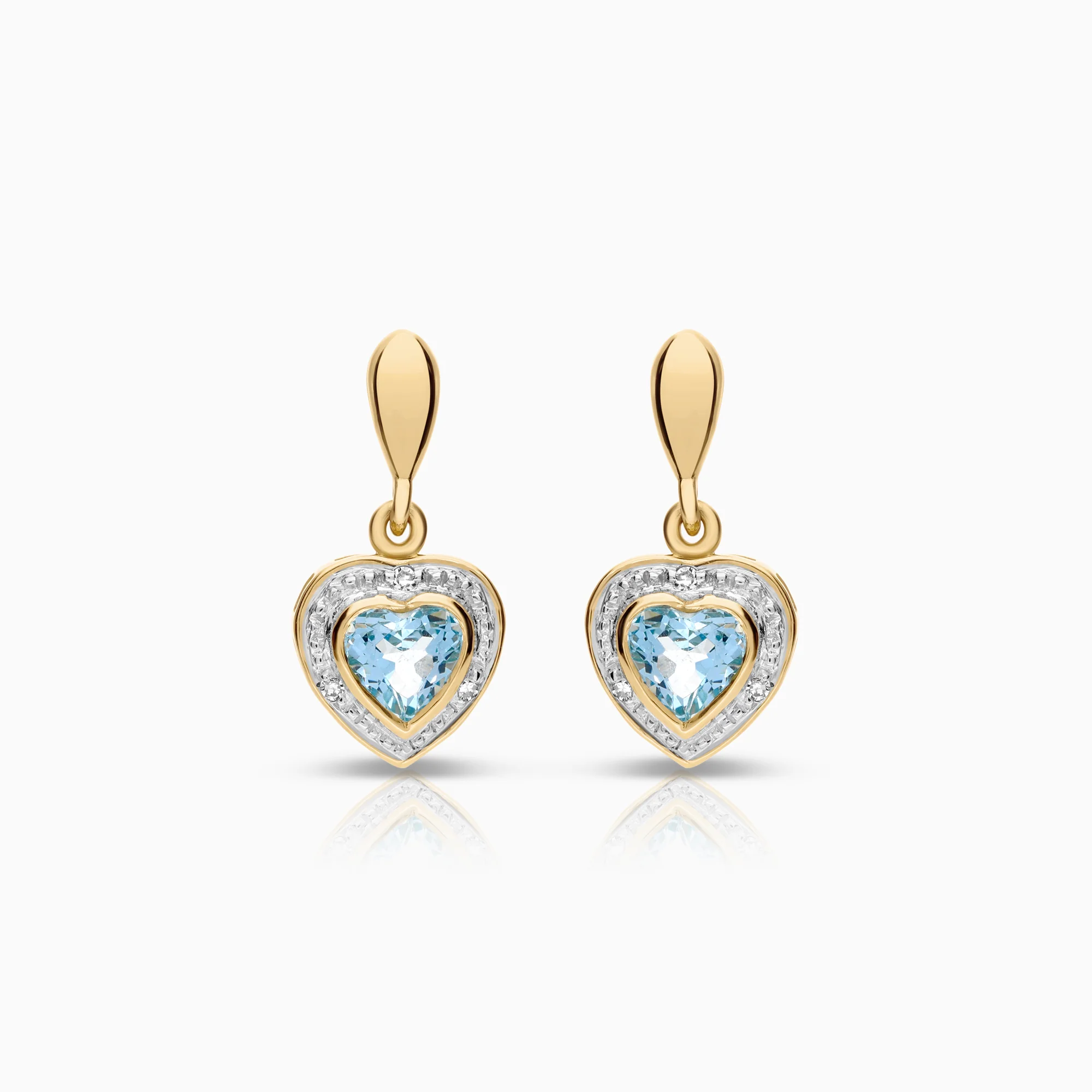 Earrings heart topaz diamonds 0.03 ct 2.25g 14K gold