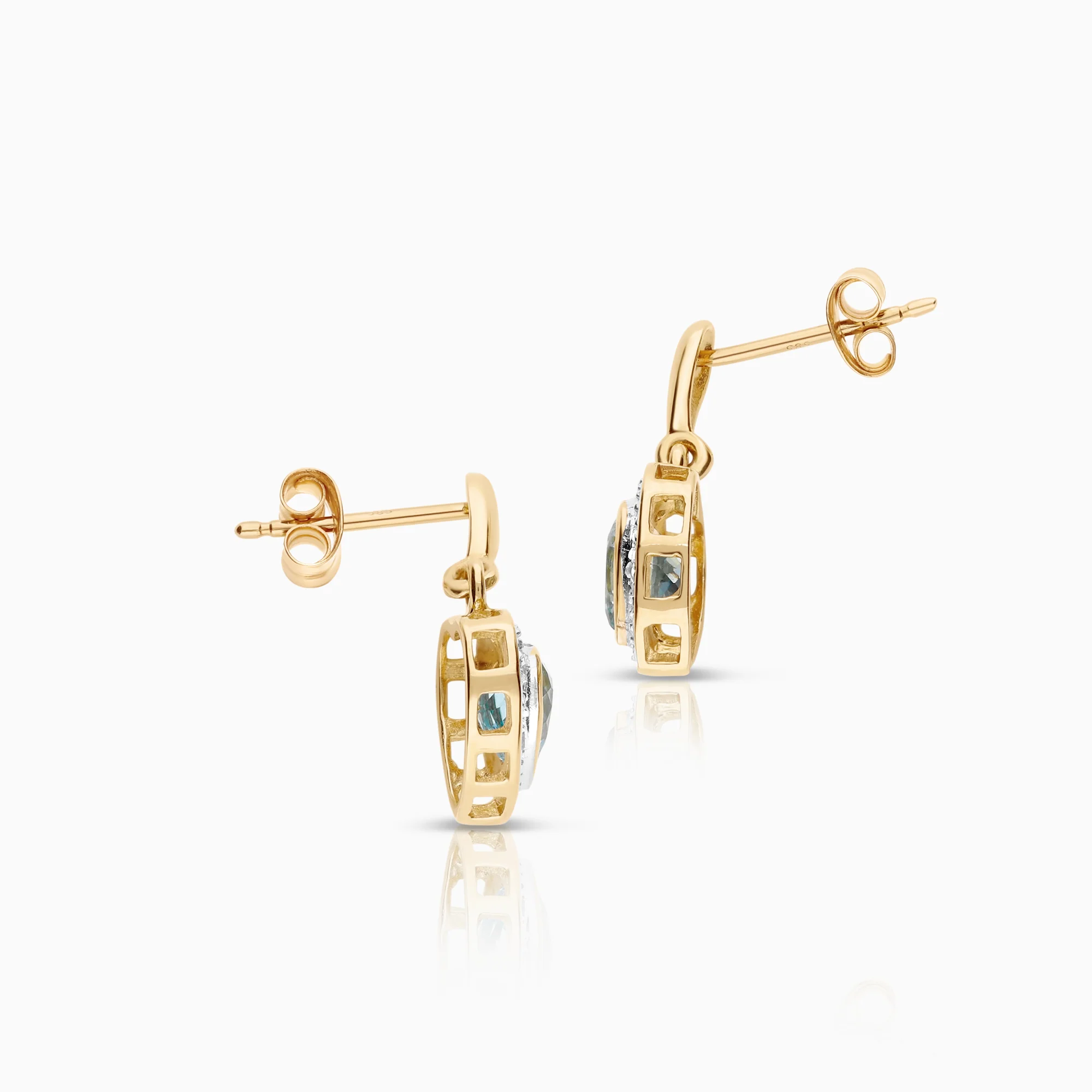 Earrings heart topaz diamonds 0.03 ct 2.25g 14K gold - Image 2