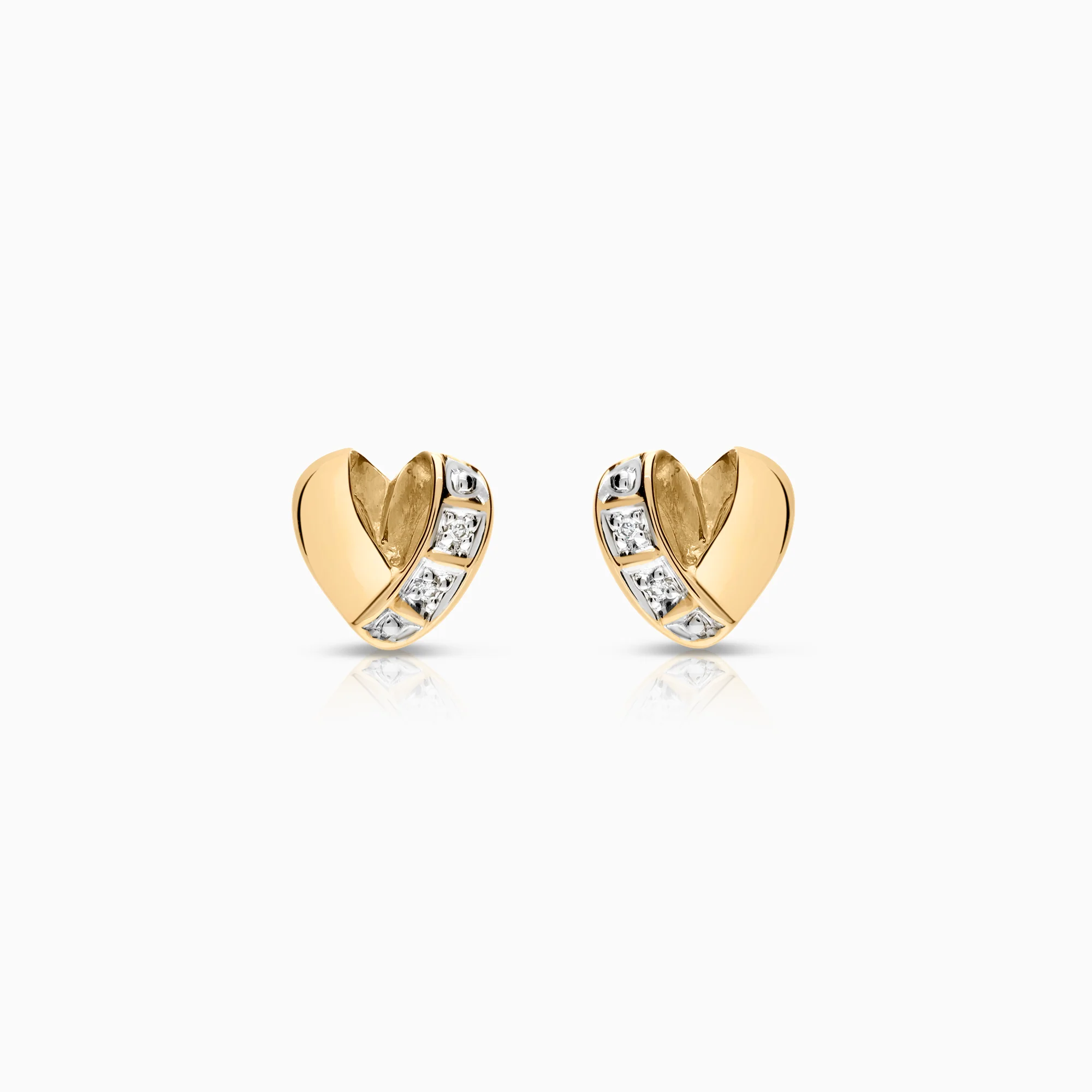 Heart earrings 0.01 ct, 1.21g 18K gold