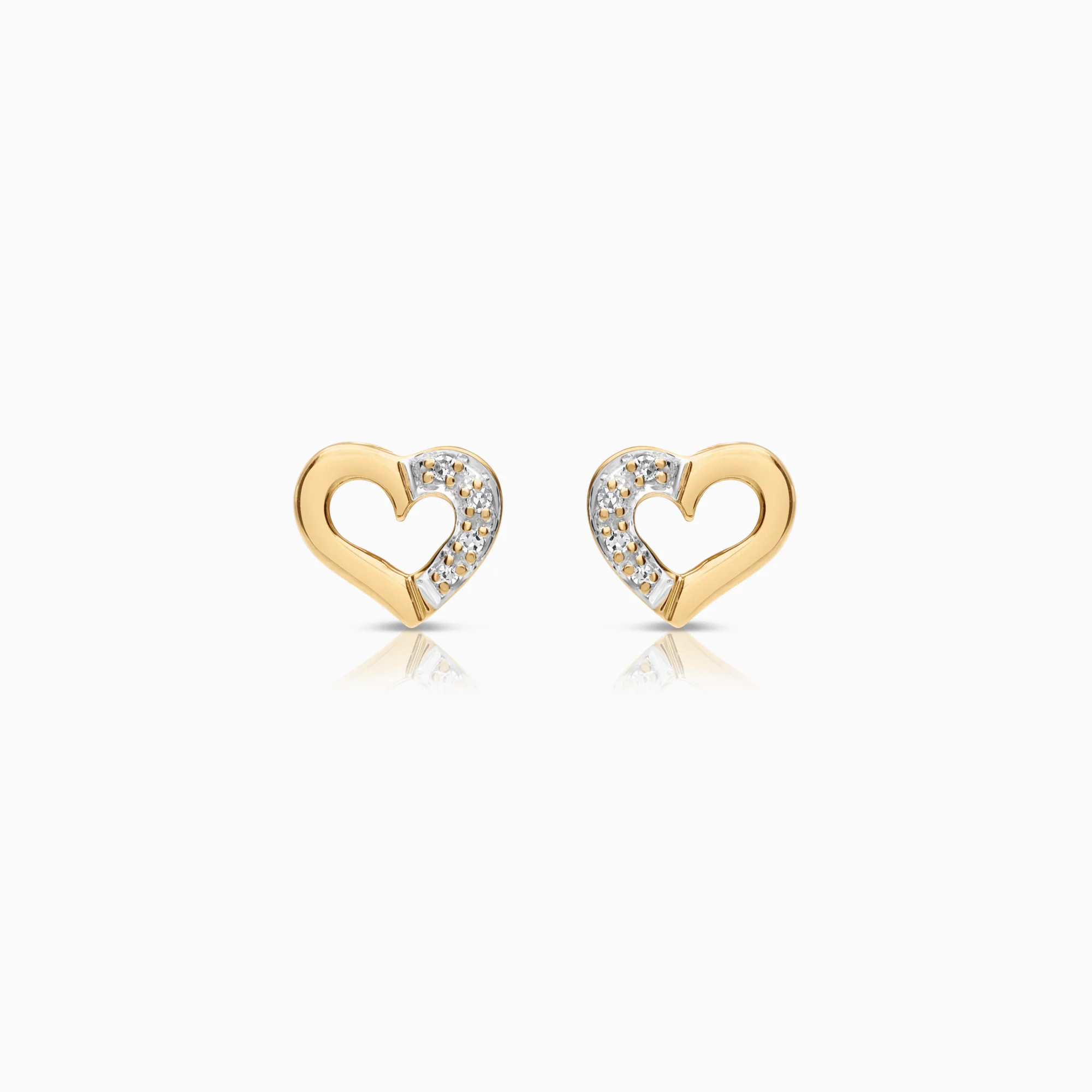 Heart earrings diamonds 0.02ct 18K gold