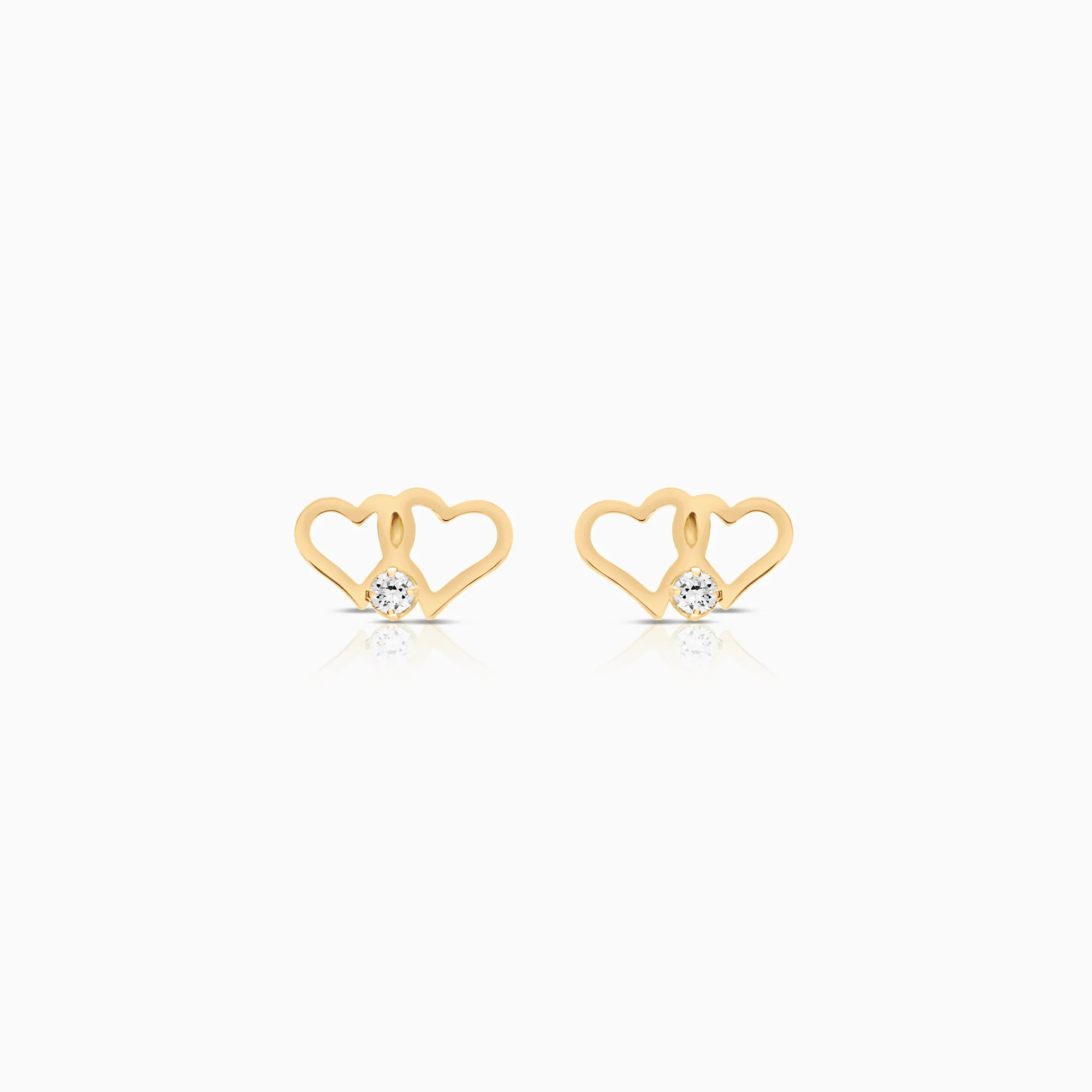 Heart earrings with cubic zirconia 0.52g 18K gold