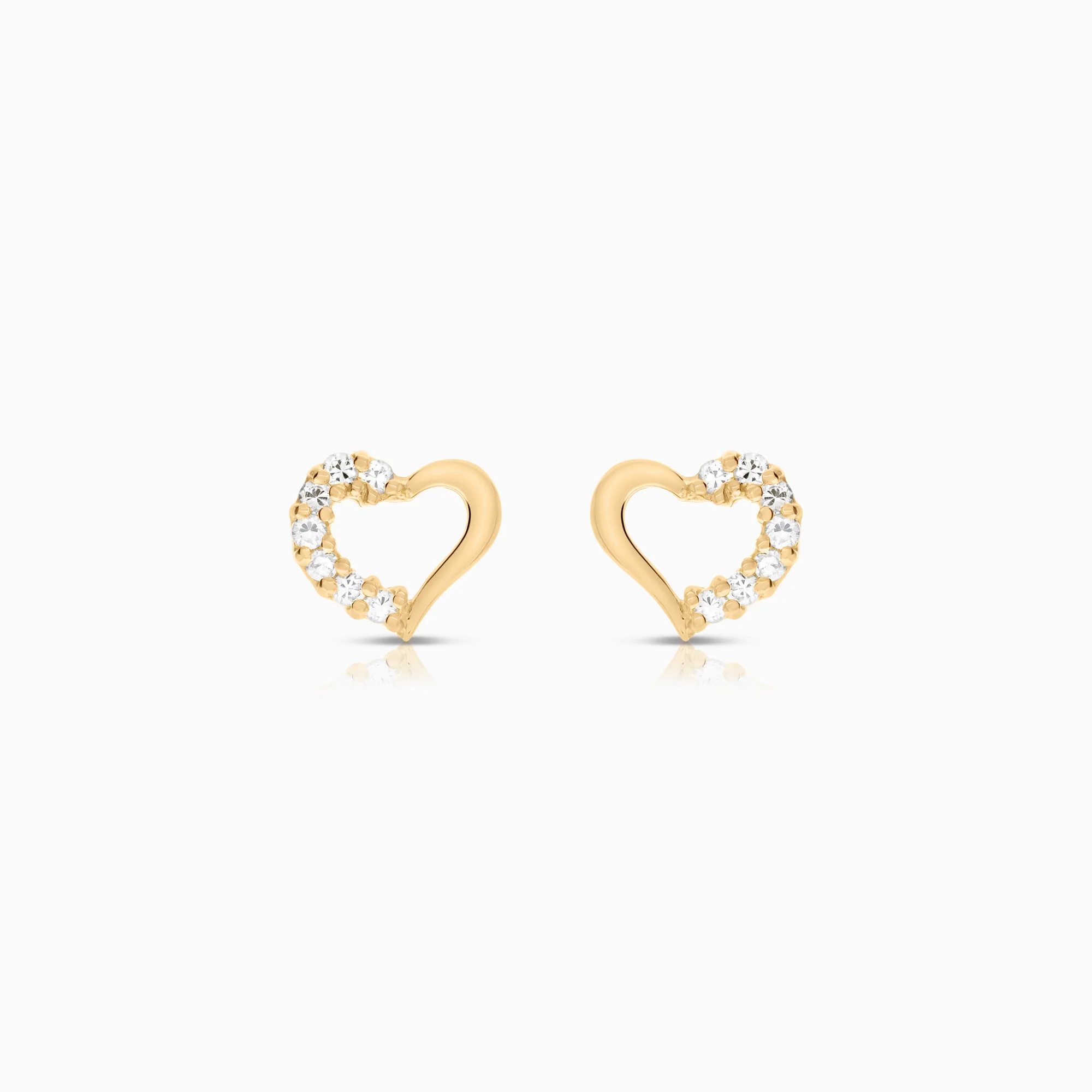 Heart earrings with cubic zirconia 1.23g 18K gold