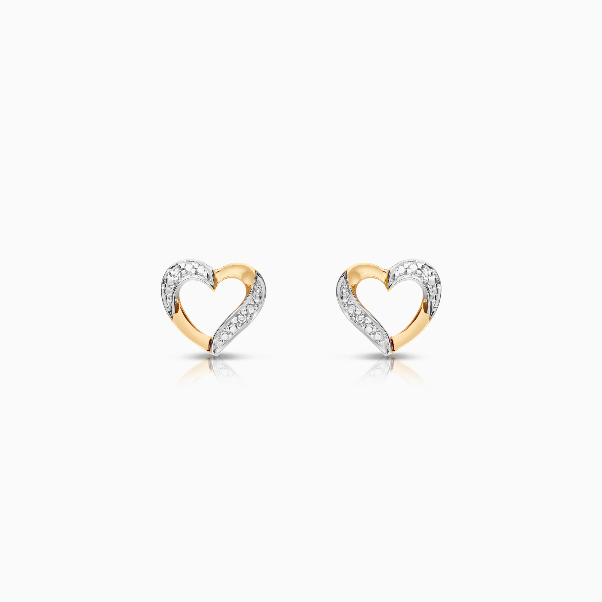 Heart earrings with diamonds 0.01ct 18K gold
