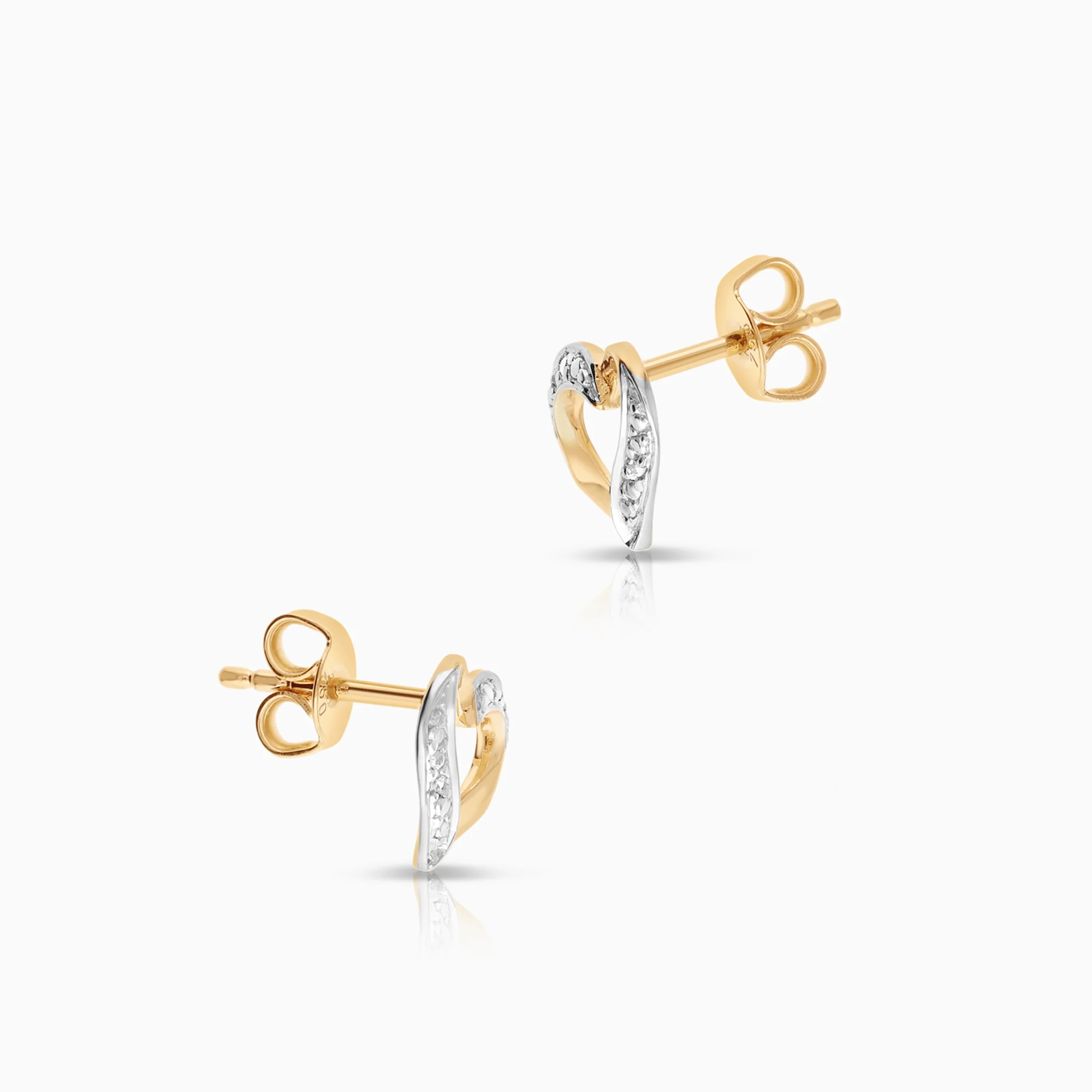 Heart earrings with diamonds 0.01ct 18K gold - Image 2