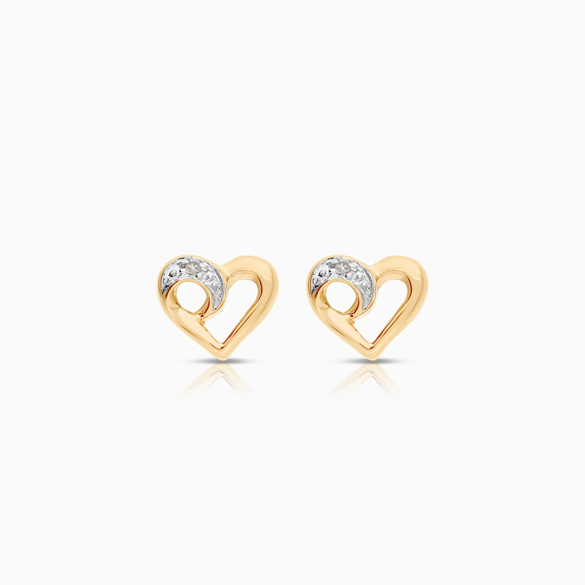 Heart earrings with diamonds 0.01ct 18K gold